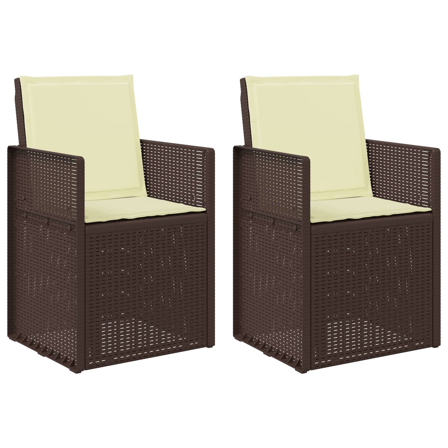 Tuin Eetstoelen 2 pcs Bruin en crèmekleurig PP is nu te koop bij PeponiXL, paradijselijk wonen!