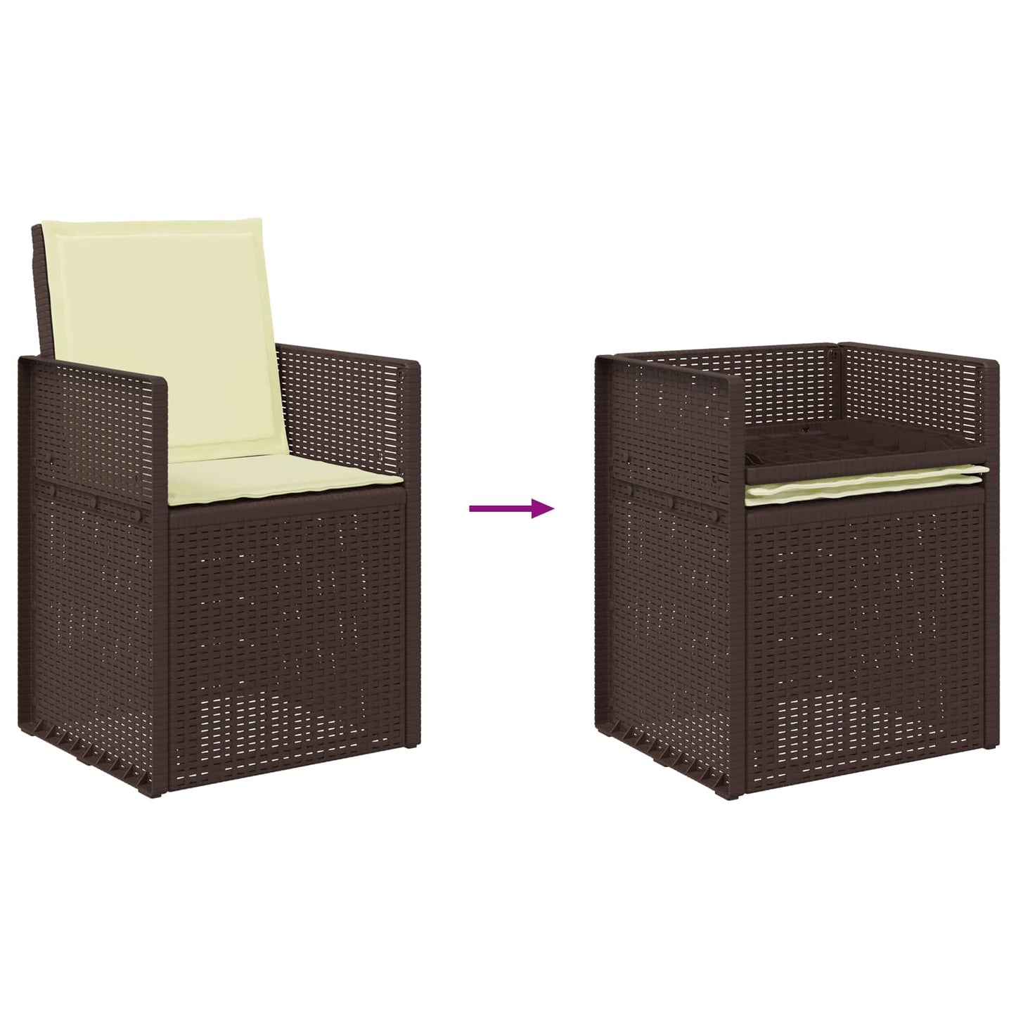 Tuin Eetstoelen 2 pcs Bruin en crèmekleurig PP is nu te koop bij PeponiXL, paradijselijk wonen!