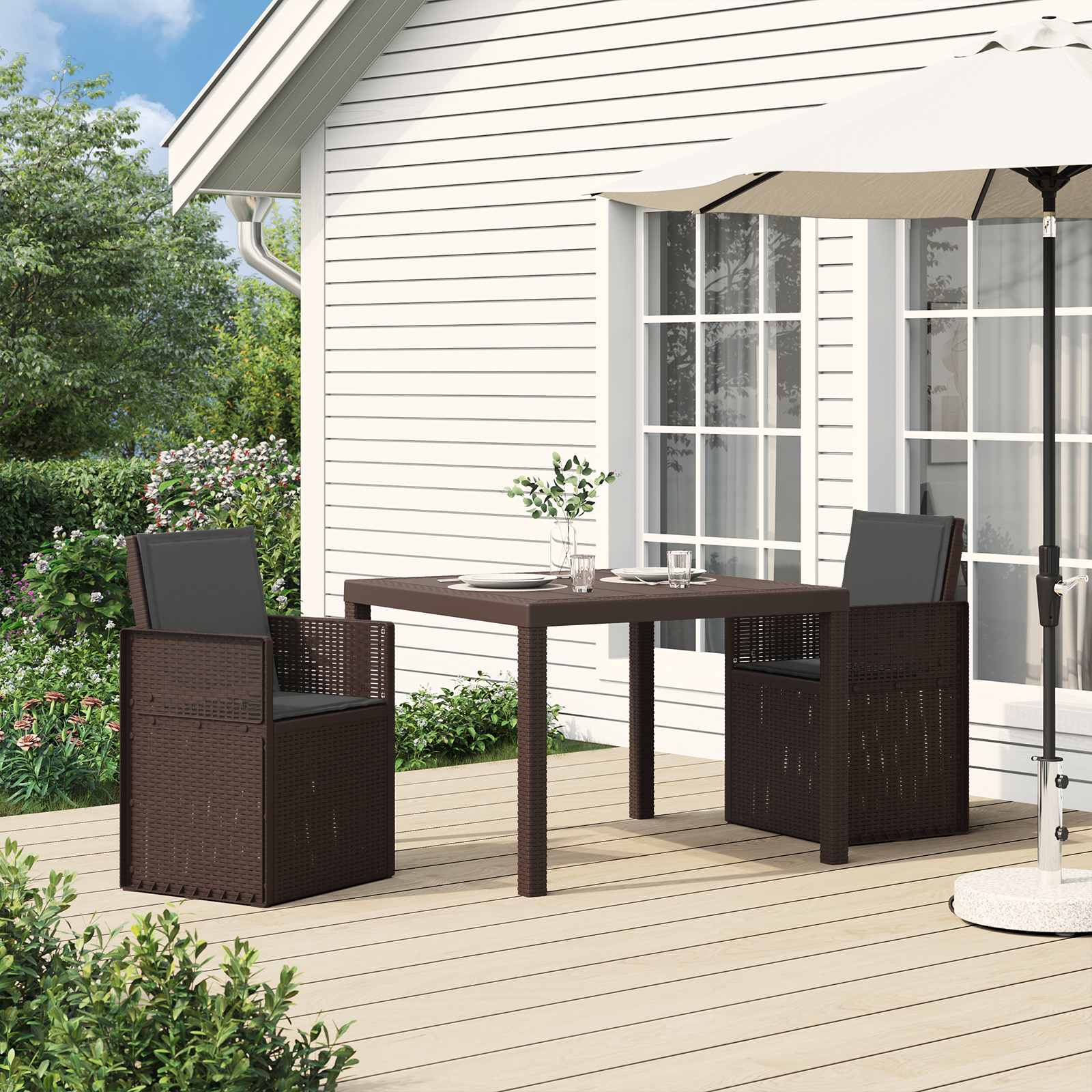 Tuin Eetstoelen 2 pcs Bruin en antracietkleurig PP is nu te koop bij PeponiXL, paradijselijk wonen!