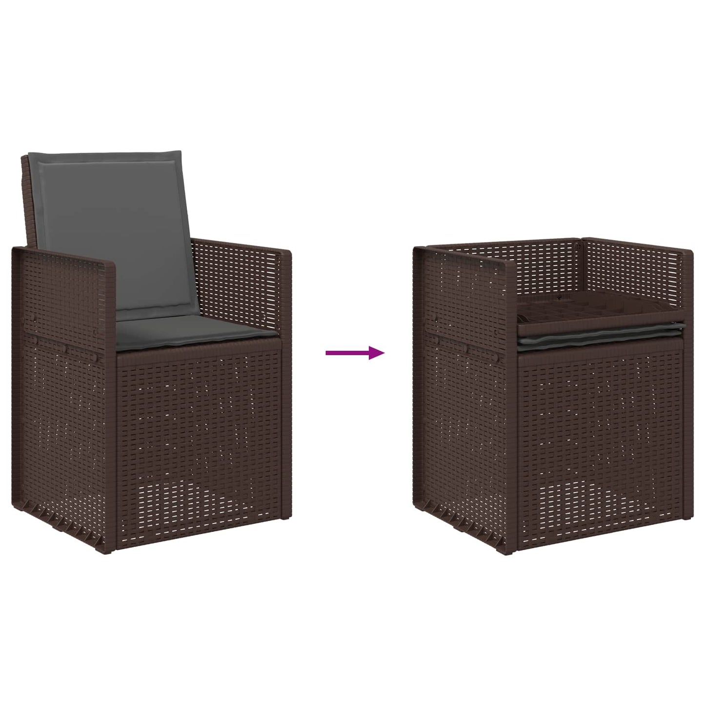 Tuin Eetstoelen 2 pcs Bruin en antracietkleurig PP is nu te koop bij PeponiXL, paradijselijk wonen!