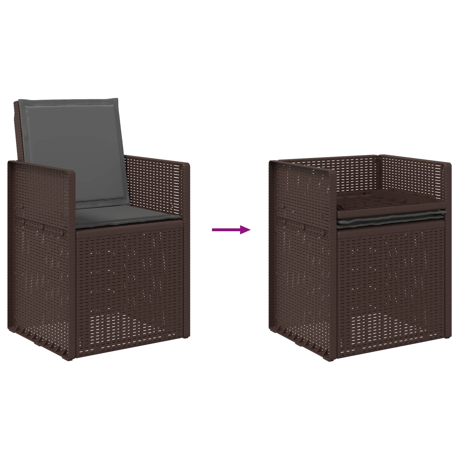 Tuin Eetstoelen 2 pcs Bruin en antracietkleurig PP is nu te koop bij PeponiXL, paradijselijk wonen!
