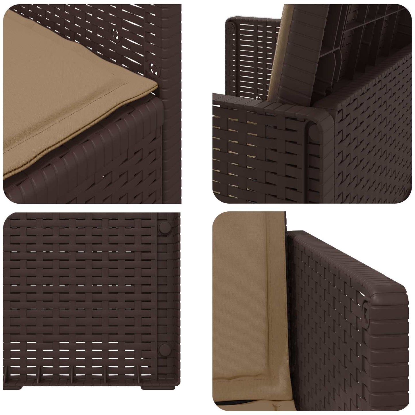 Tuin Eetstoelen 2 pcs Bruin en Taupe PP is nu te koop bij PeponiXL, paradijselijk wonen!
