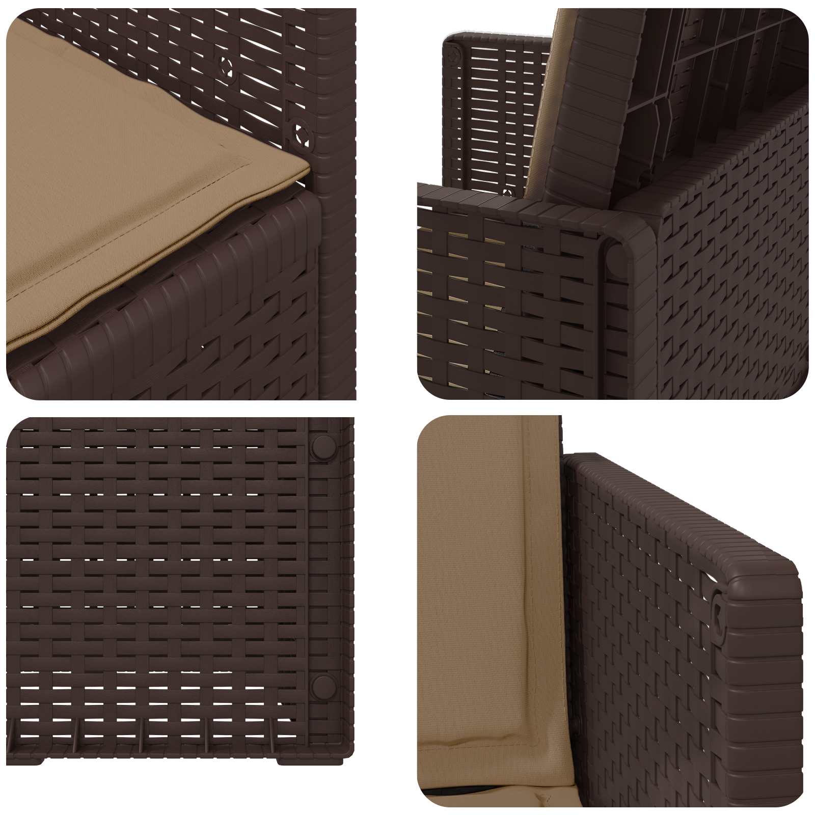 Tuin Eetstoelen 2 pcs Bruin en Taupe PP is nu te koop bij PeponiXL, paradijselijk wonen!