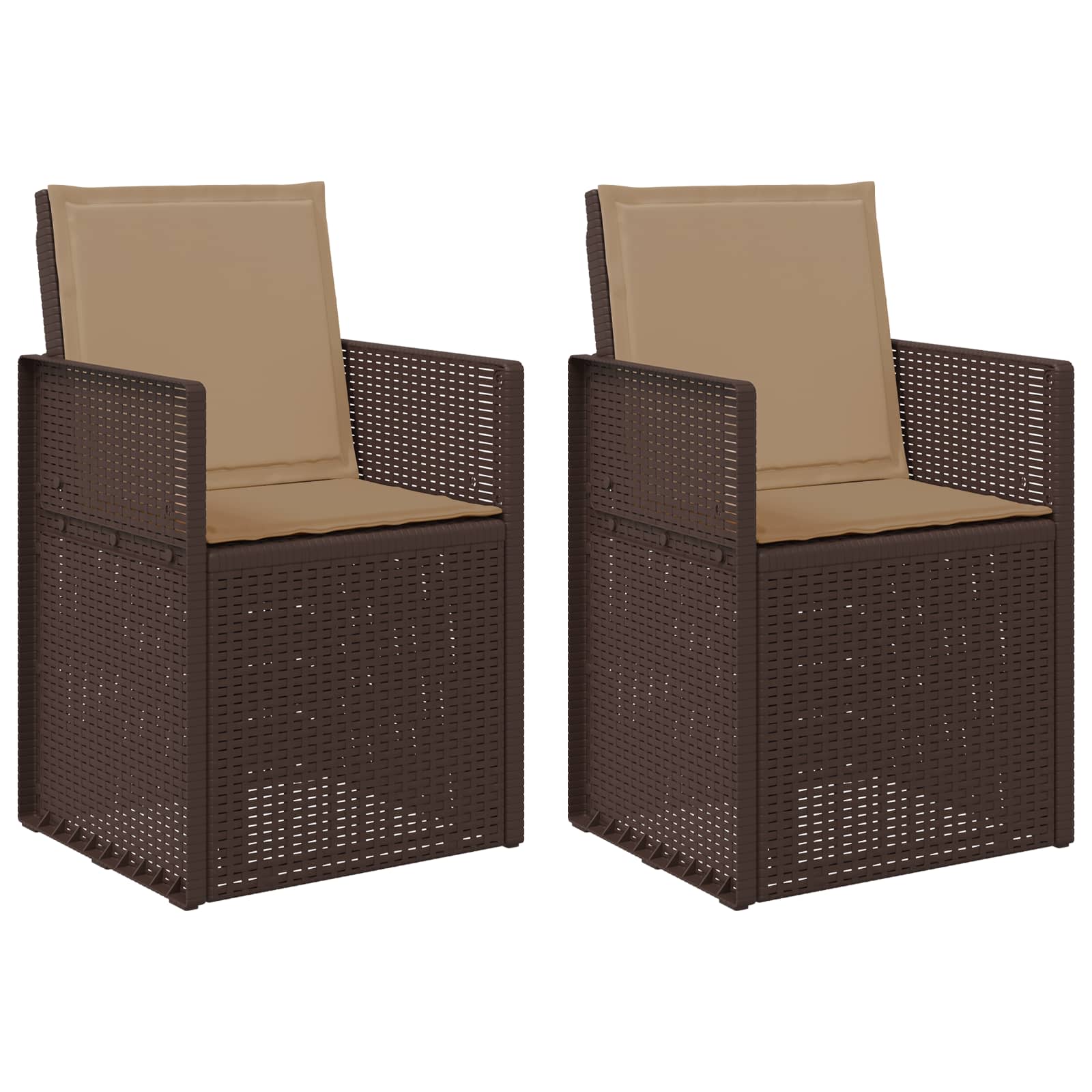 Tuin Eetstoelen 2 pcs Bruin en Taupe PP is nu te koop bij PeponiXL, paradijselijk wonen!