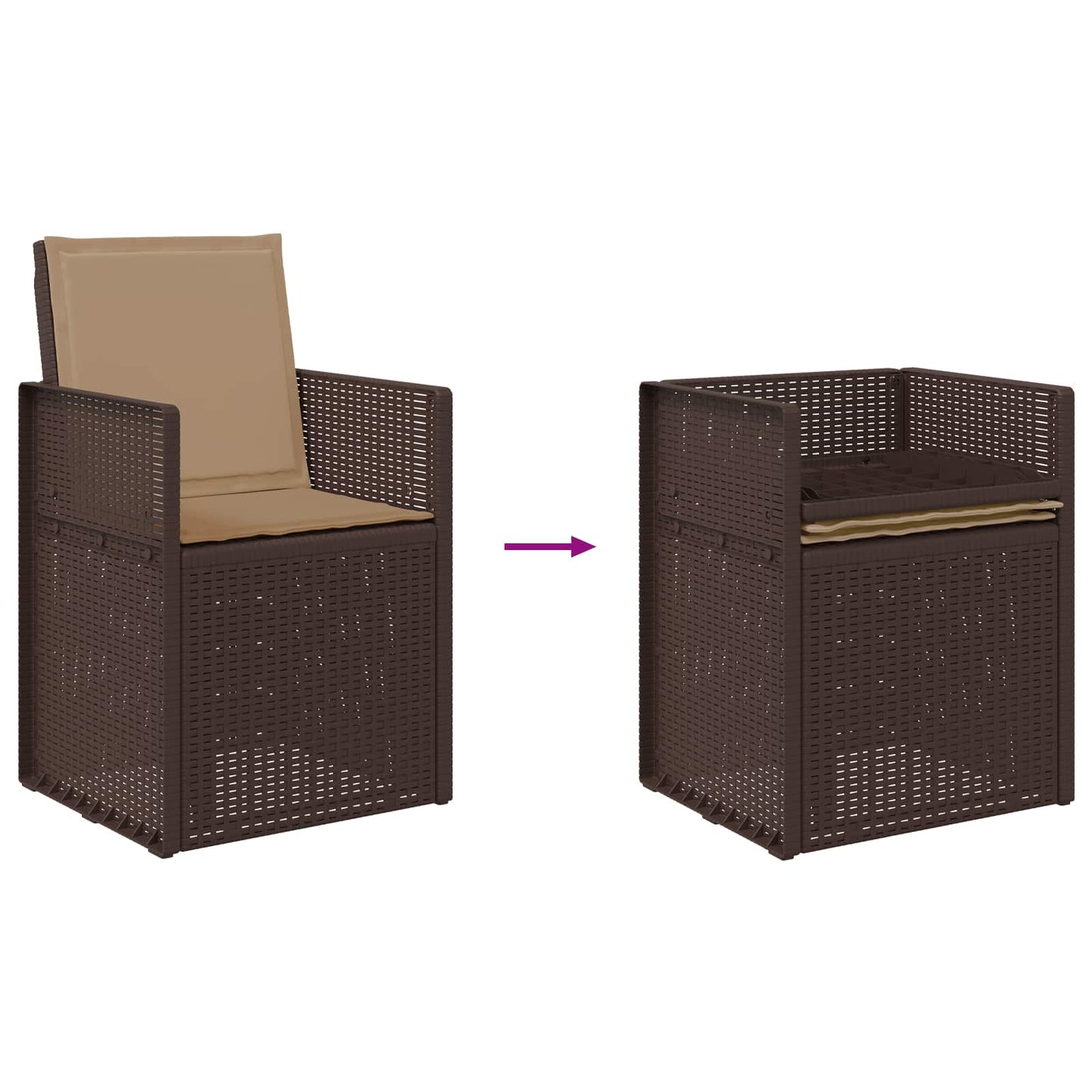 Tuin Eetstoelen 2 pcs Bruin en Taupe PP is nu te koop bij PeponiXL, paradijselijk wonen!