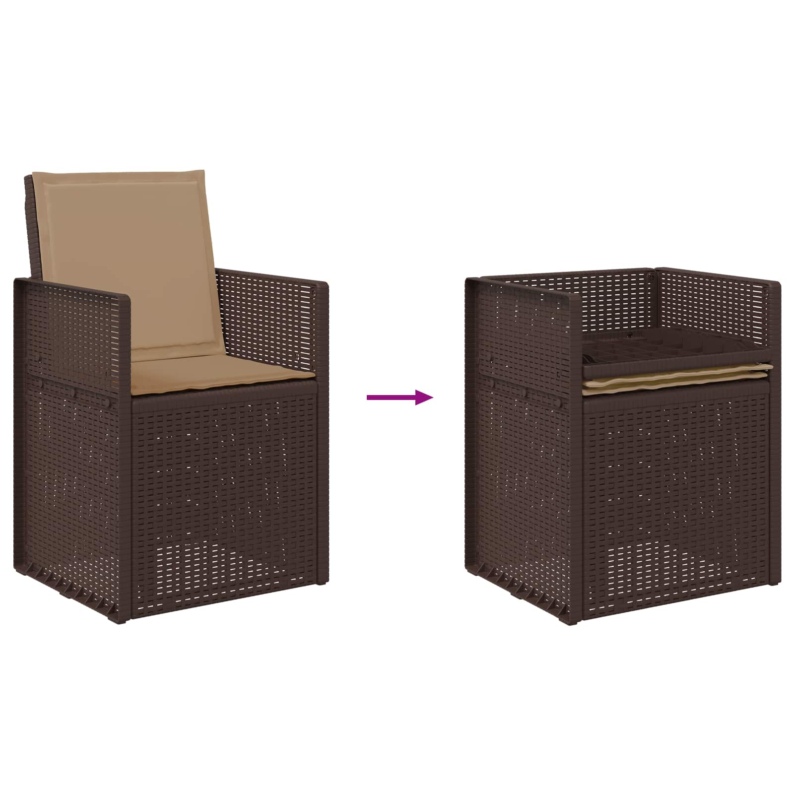 Tuin Eetstoelen 2 pcs Bruin en Taupe PP is nu te koop bij PeponiXL, paradijselijk wonen!