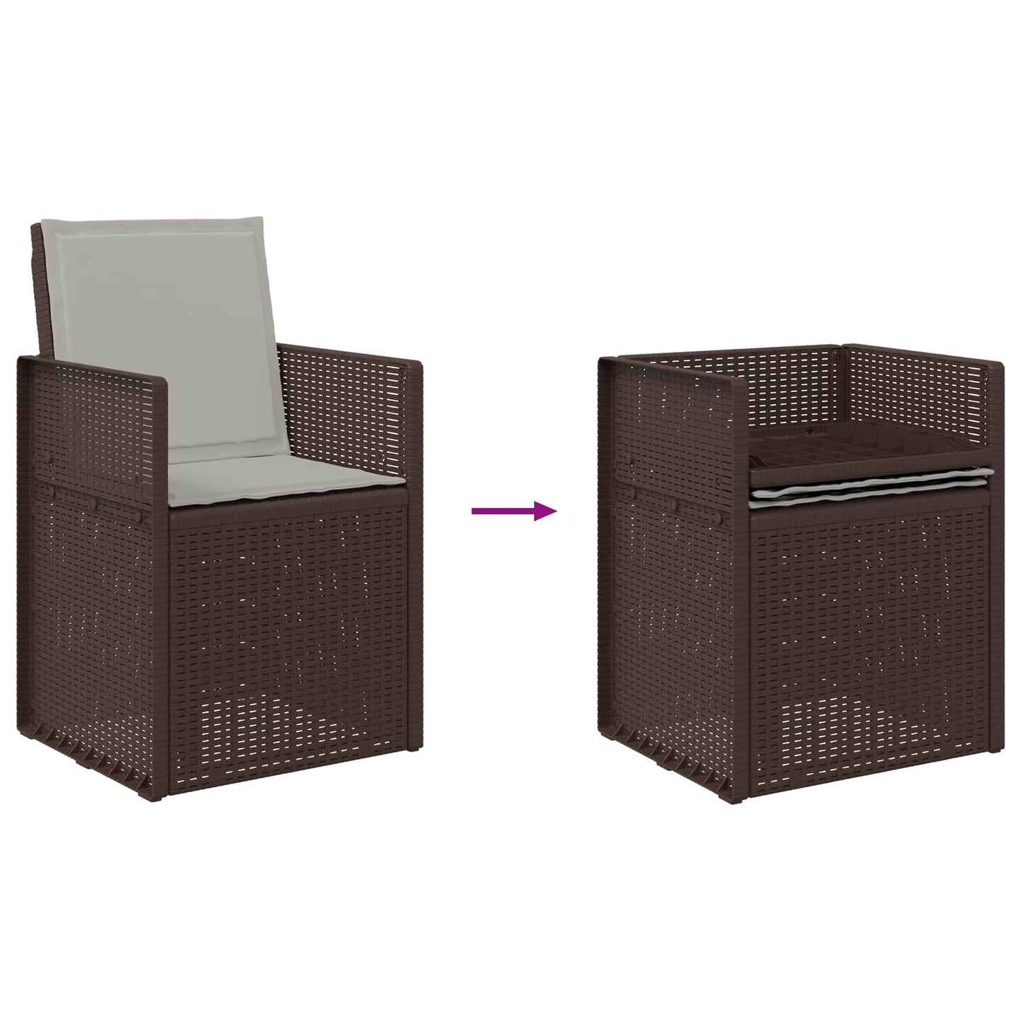 Tuin Eetstoelen 2 pcs Bruin en lichtgrijs PP is nu te koop bij PeponiXL, paradijselijk wonen!