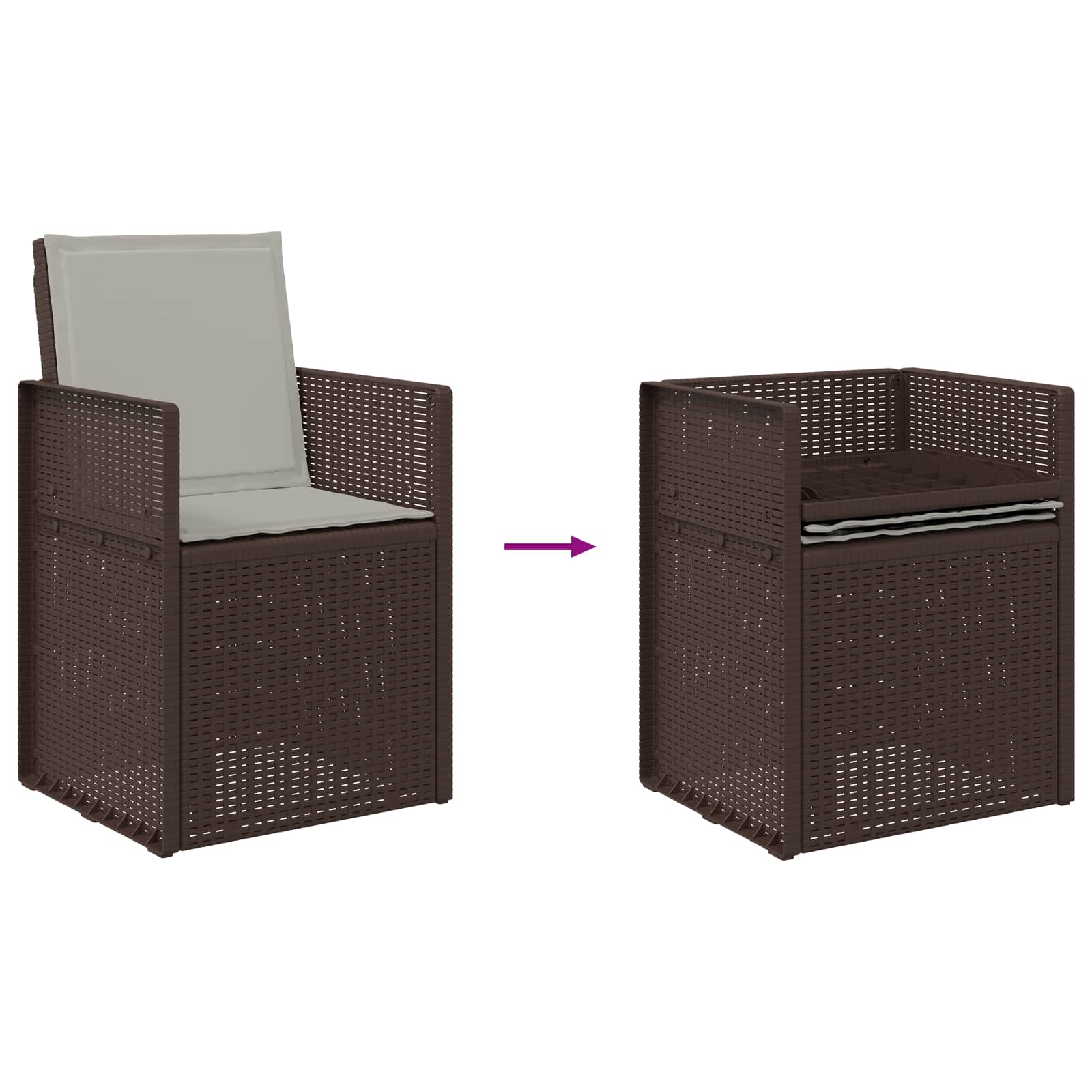 Tuin Eetstoelen 2 pcs Bruin en lichtgrijs PP is nu te koop bij PeponiXL, paradijselijk wonen!
