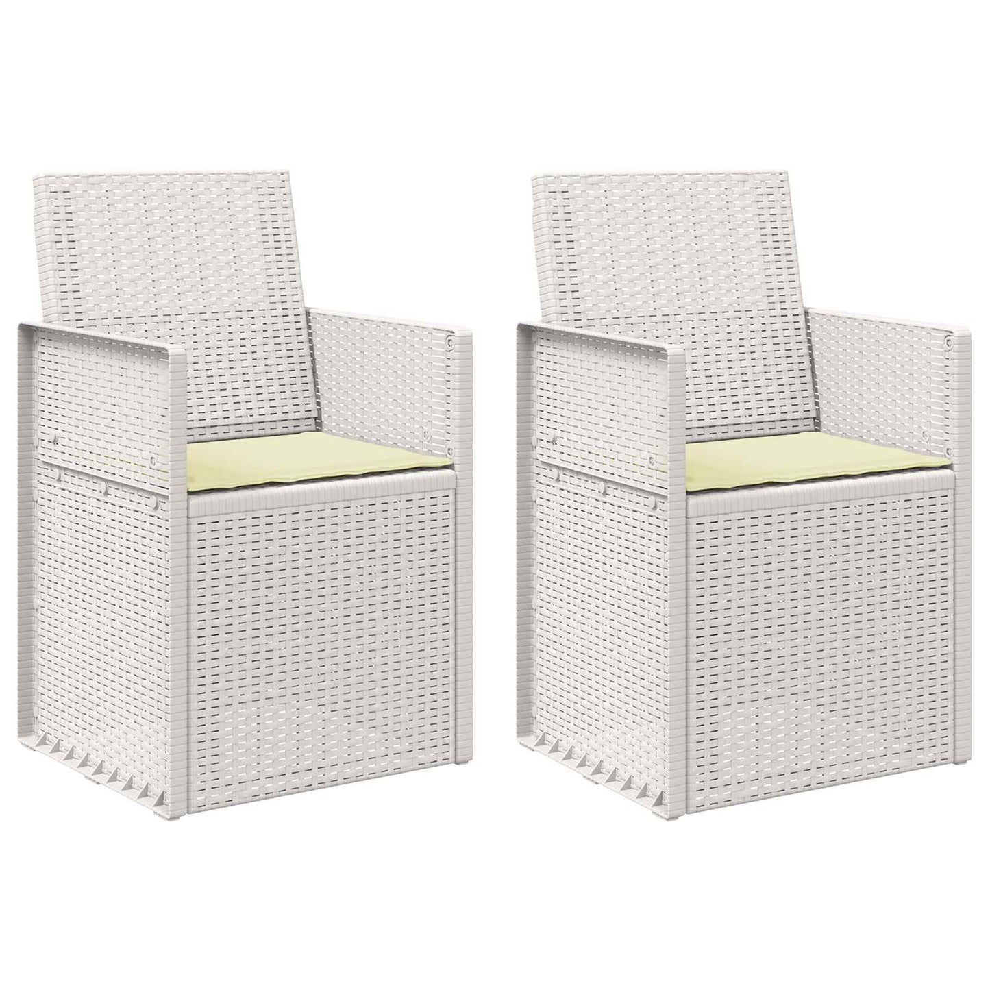 Tuin Eetstoelen 2 pcs Wit en crèmekleurig PP is nu te koop bij PeponiXL, paradijselijk wonen!