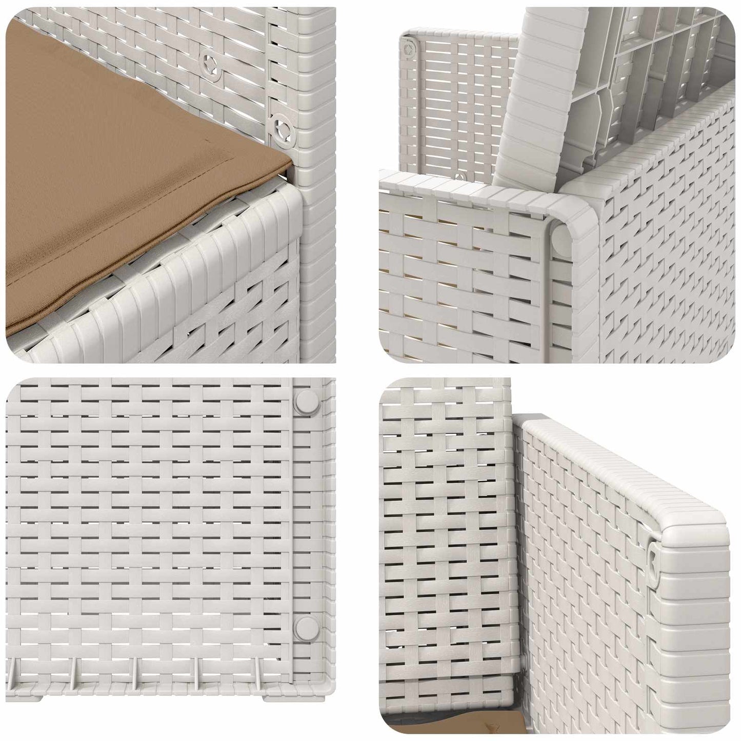 Tuin Eetstoelen 2 pcs Wit en Taupe PP is nu te koop bij PeponiXL, paradijselijk wonen!