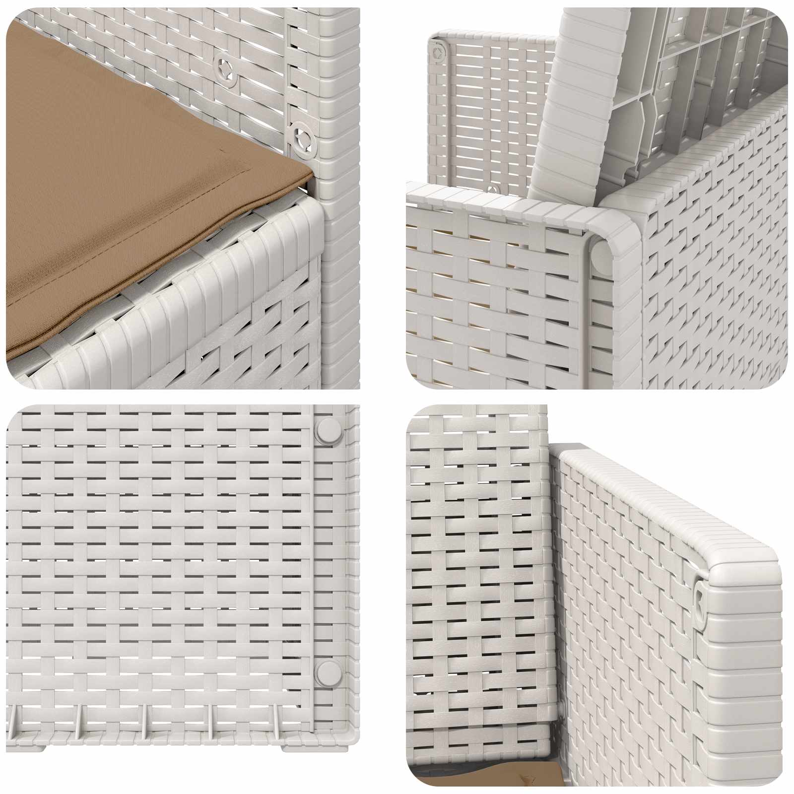 Tuin Eetstoelen 2 pcs Wit en Taupe PP is nu te koop bij PeponiXL, paradijselijk wonen!