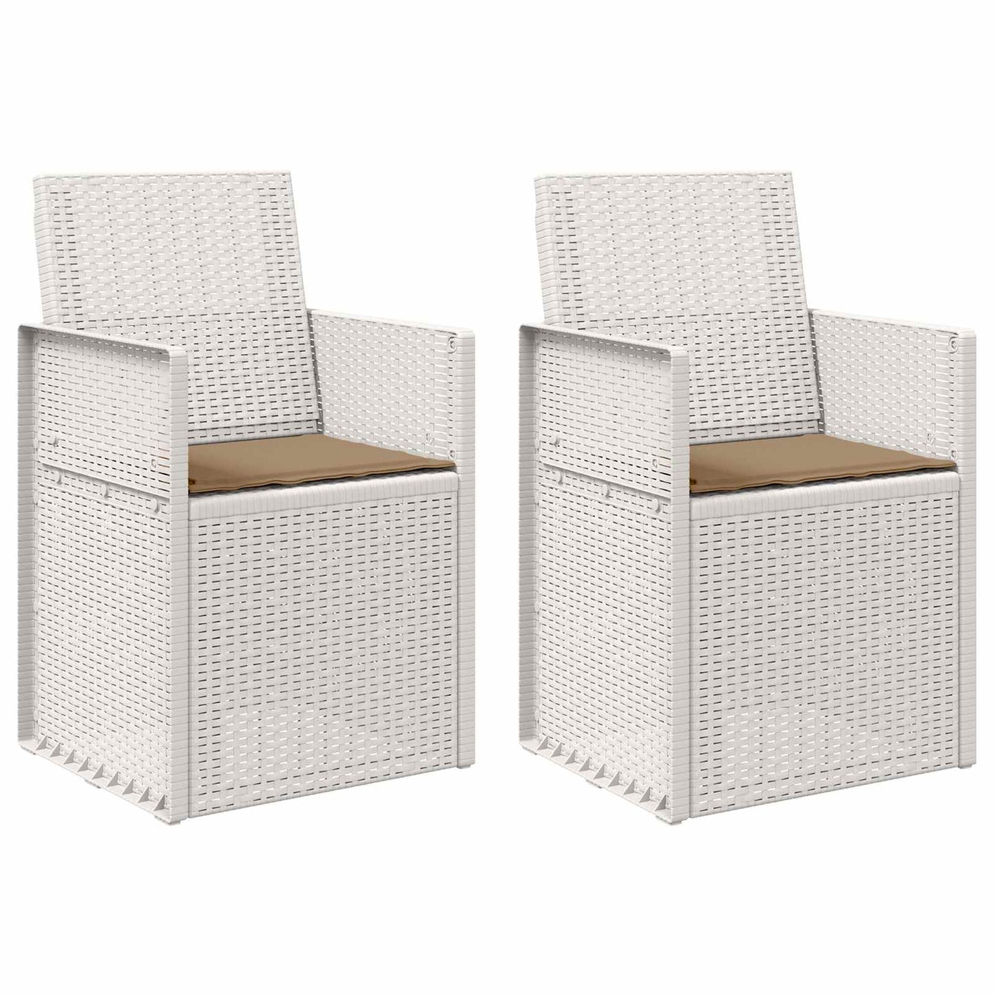 Tuin Eetstoelen 2 pcs Wit en Taupe PP is nu te koop bij PeponiXL, paradijselijk wonen!