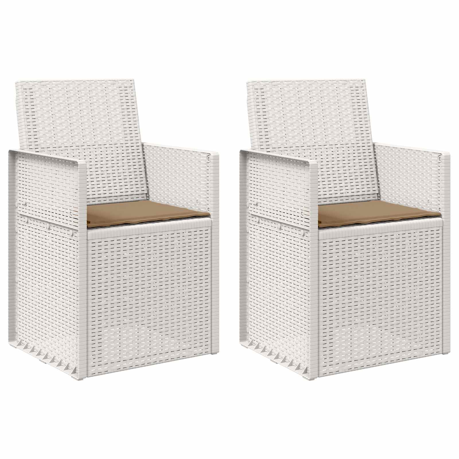 Tuin Eetstoelen 2 pcs Wit en Taupe PP is nu te koop bij PeponiXL, paradijselijk wonen!