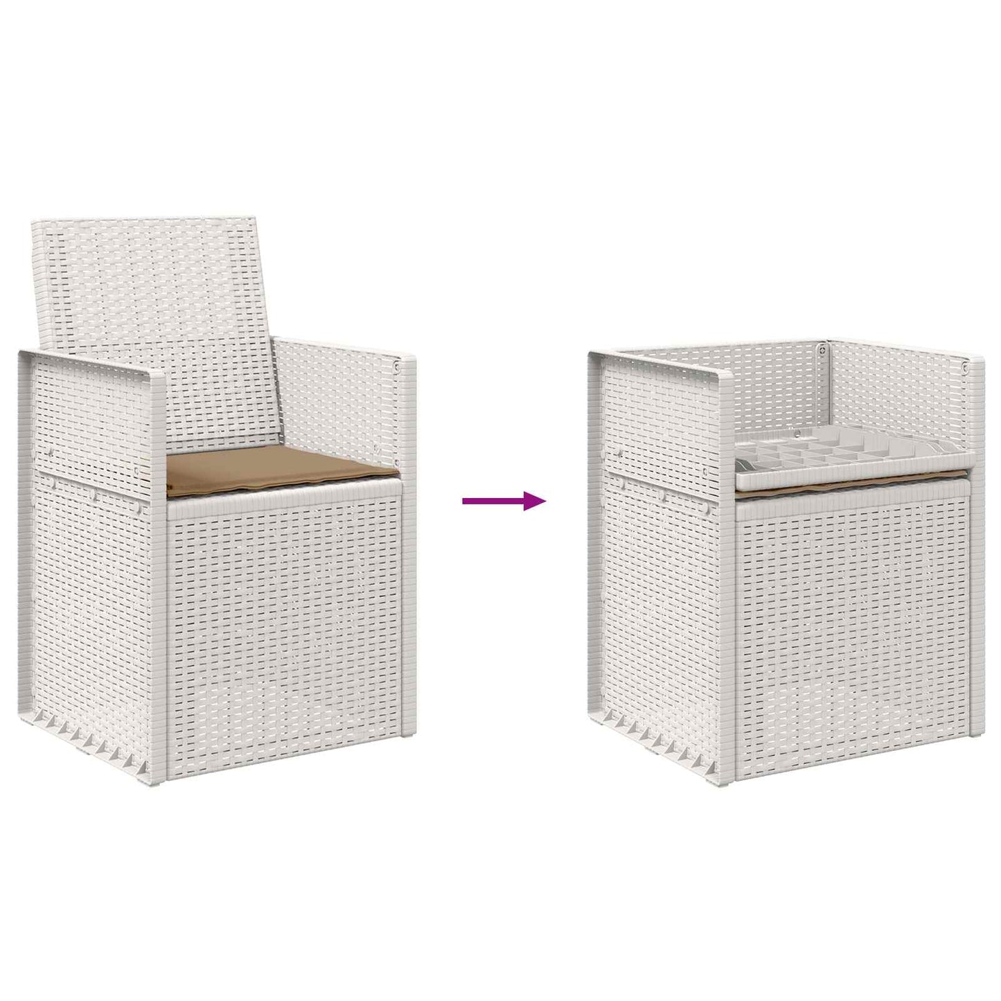 Tuin Eetstoelen 2 pcs Wit en Taupe PP is nu te koop bij PeponiXL, paradijselijk wonen!
