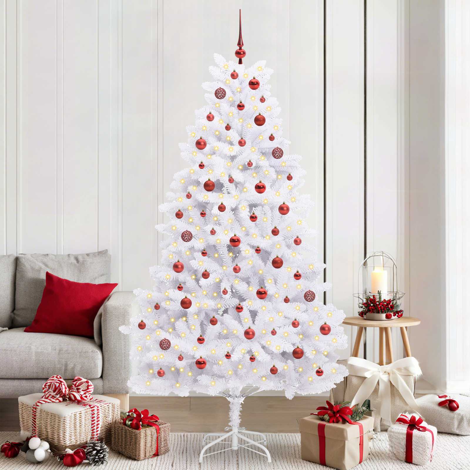 Kunstmatige Inklapbare Kerstboom Wit 210 cm PVC en staal is nu te koop bij PeponiXL, paradijselijk wonen!