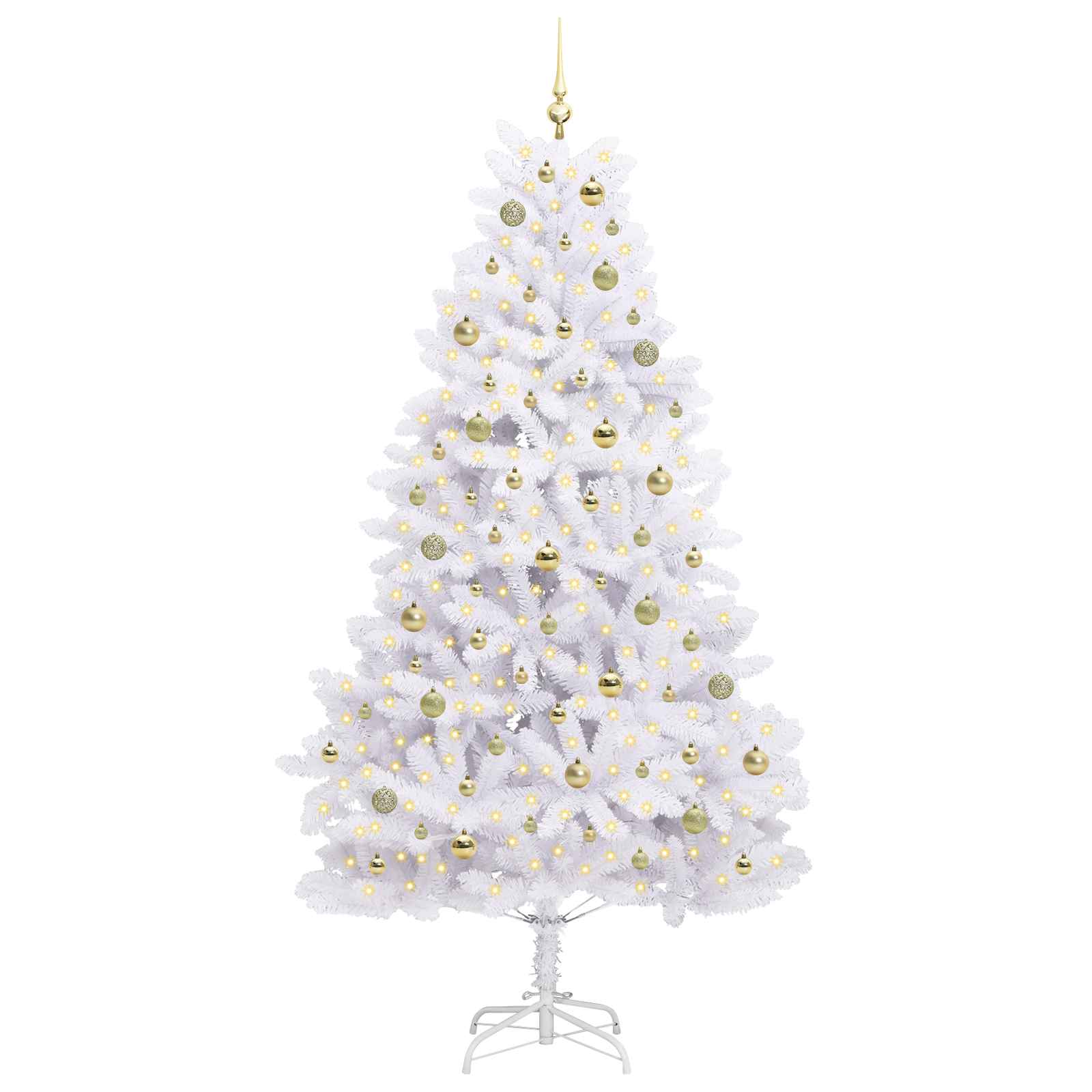 Kunstmatige Inklapbare Kerstboom Wit 210 cm PVC en staal is nu te koop bij PeponiXL, paradijselijk wonen!
