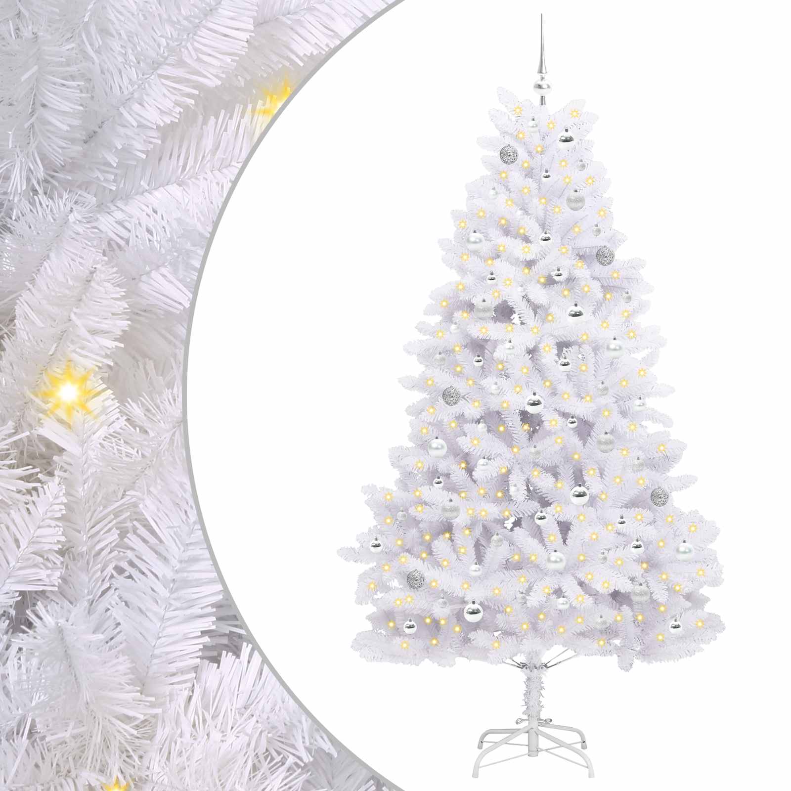Kunstmatige Inklapbare Kerstboom Wit 210 cm PVC en staal is nu te koop bij PeponiXL, paradijselijk wonen!
