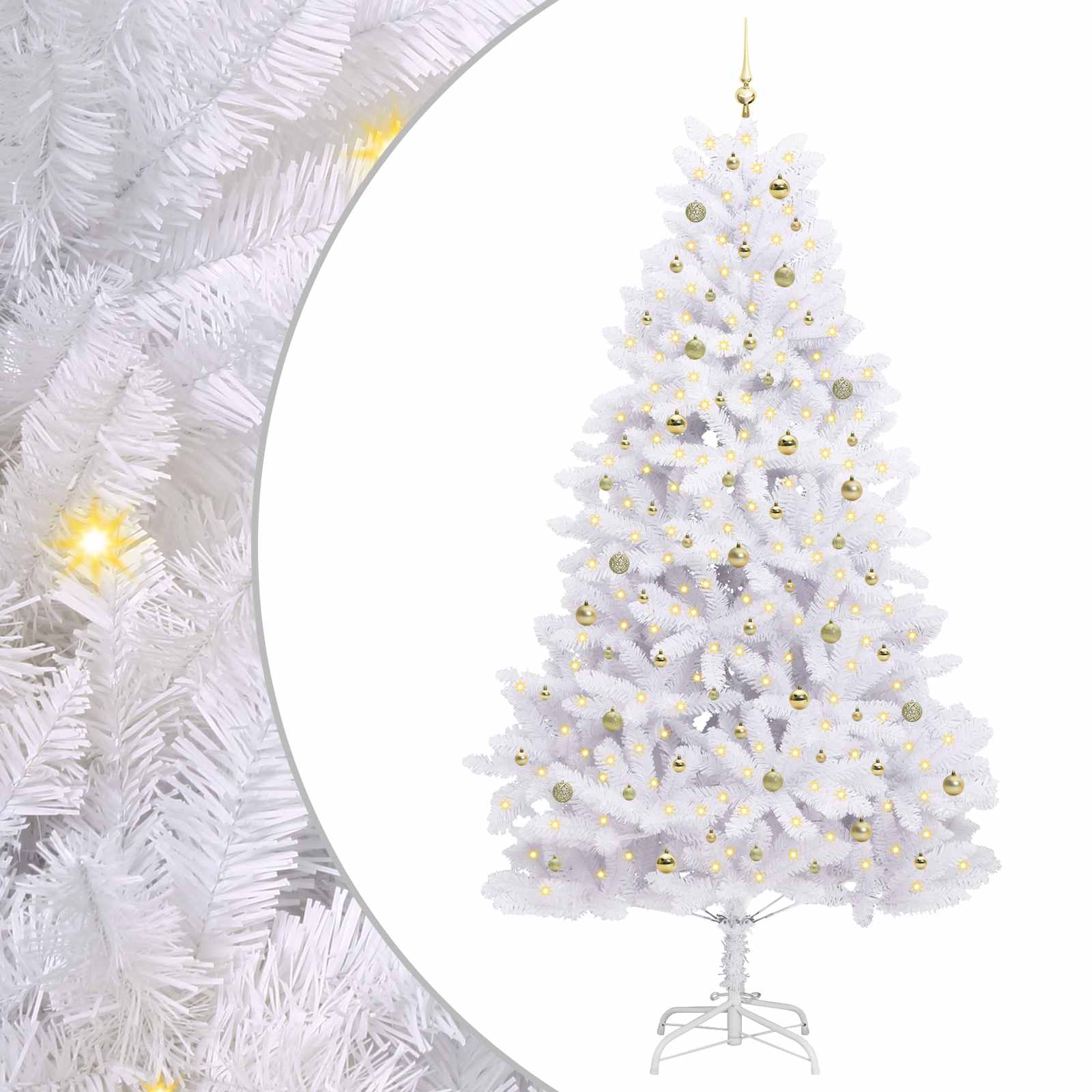 Kunstmatige Inklapbare Kerstboom Wit 270 cm PVC en staal is nu te koop bij PeponiXL, paradijselijk wonen!