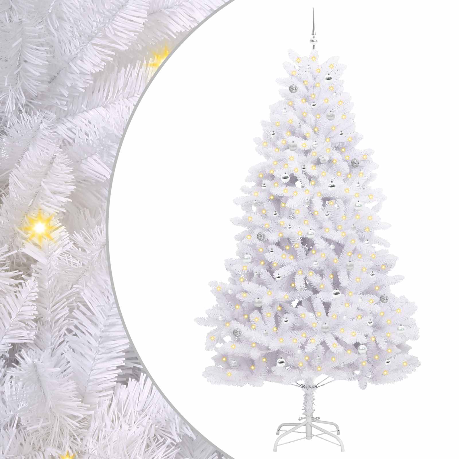 Kunstmatige Inklapbare Kerstboom Wit 270 cm PVC en staal is nu te koop bij PeponiXL, paradijselijk wonen!