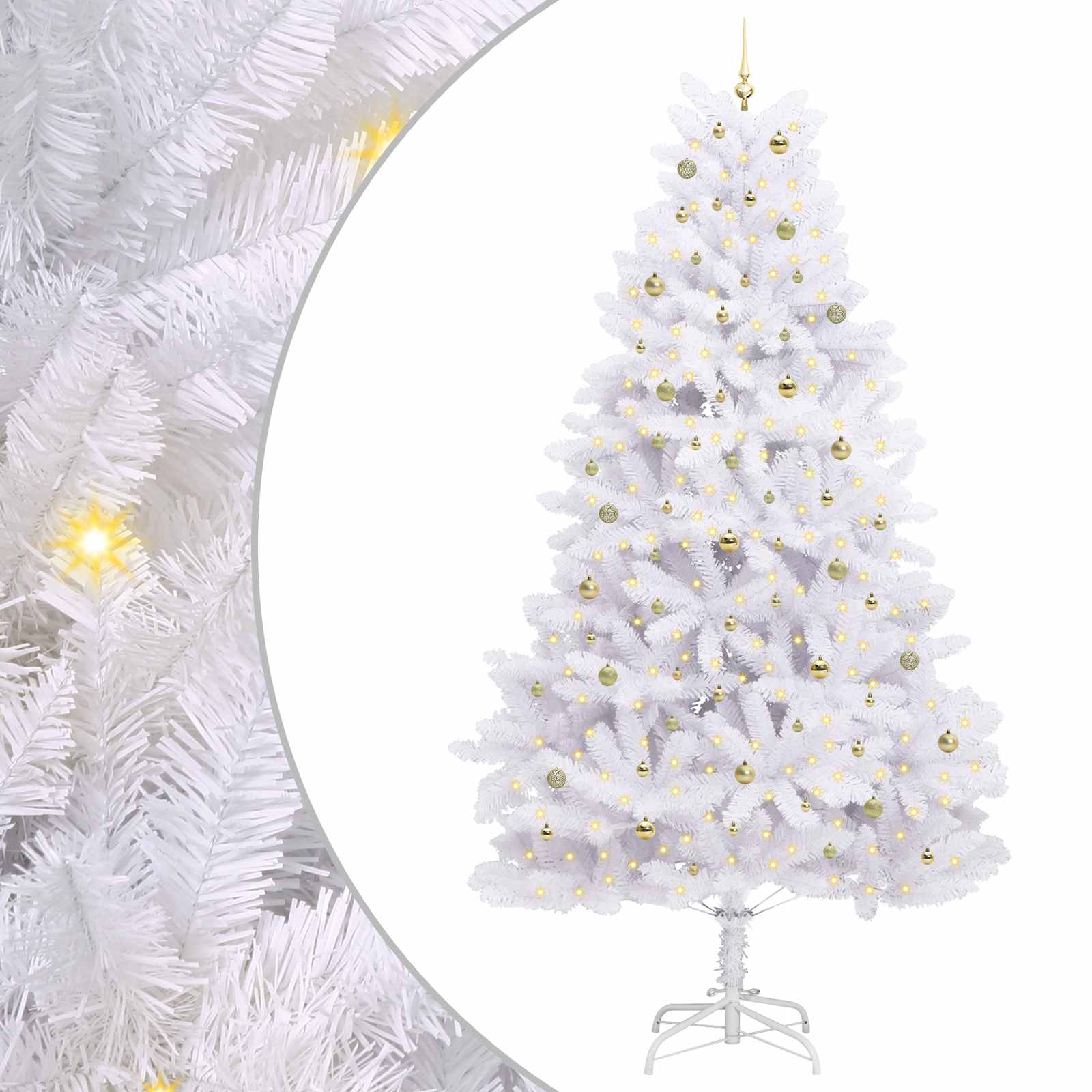 Kunstmatige Inklapbare Kerstboom Wit 300 cm PVC en staal is nu te koop bij PeponiXL, paradijselijk wonen!