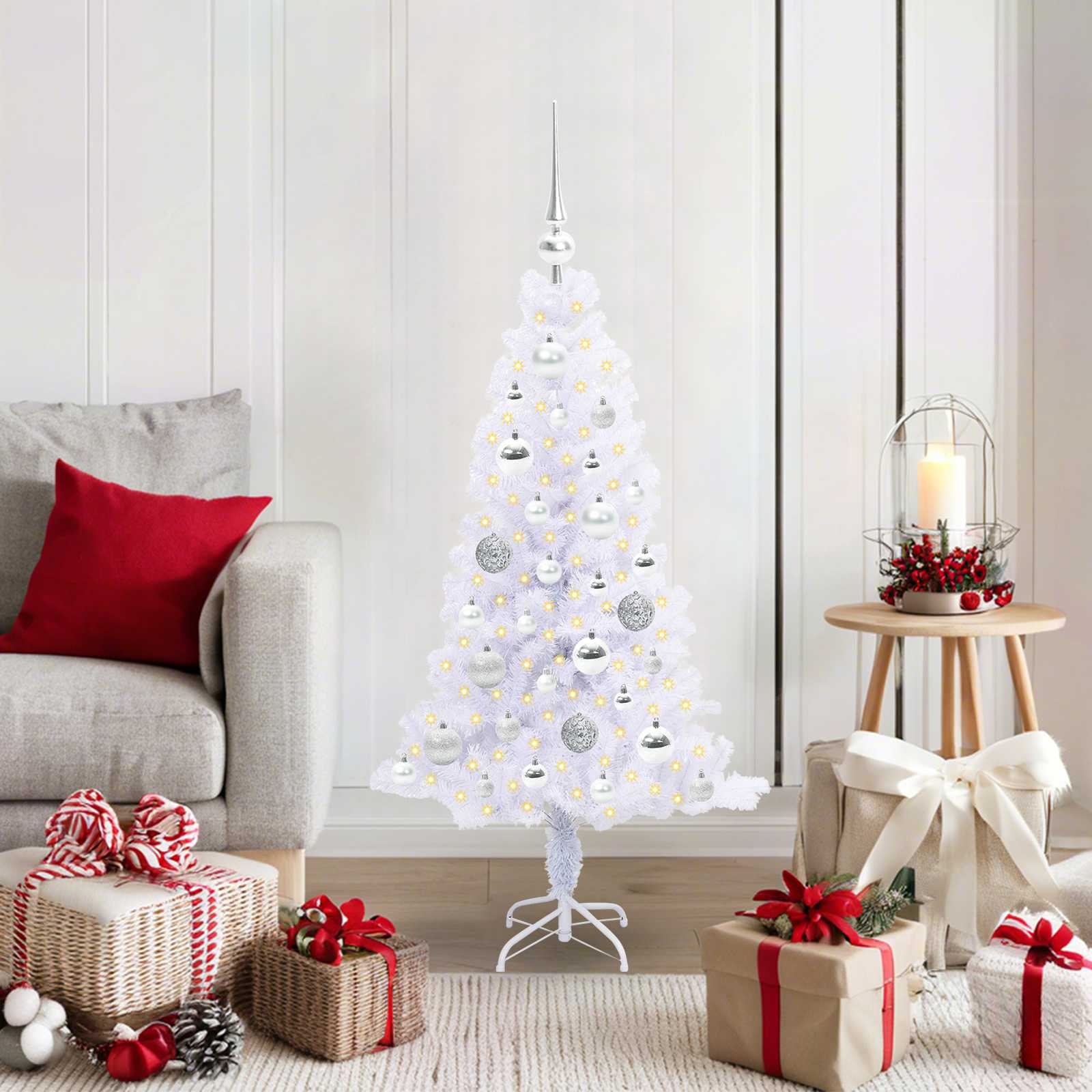 Kunstkerstboom met 150 LED Wit 120 cm PVC en Staal is nu te koop bij PeponiXL, paradijselijk wonen!