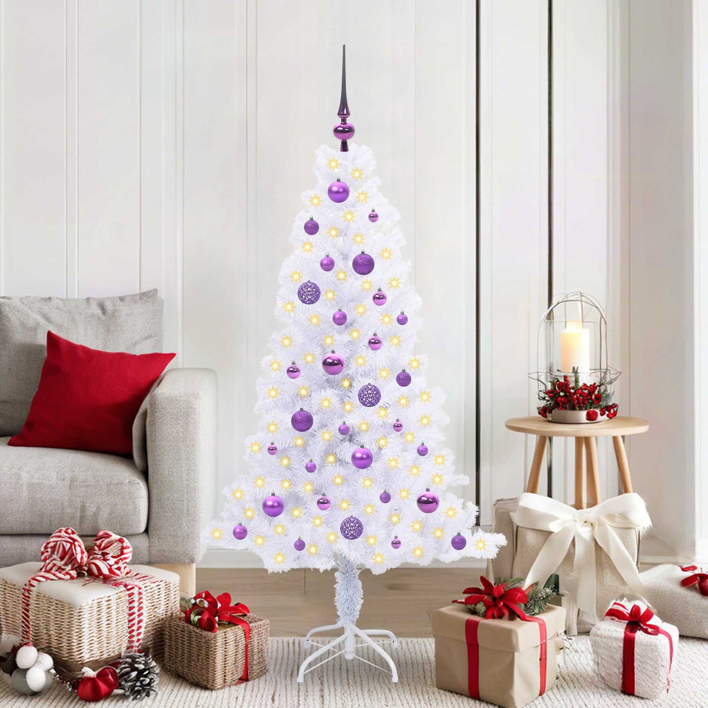 Kunstkerstboom met 150 LED Wit 150 cm PVC en Staal is nu te koop bij PeponiXL, paradijselijk wonen!