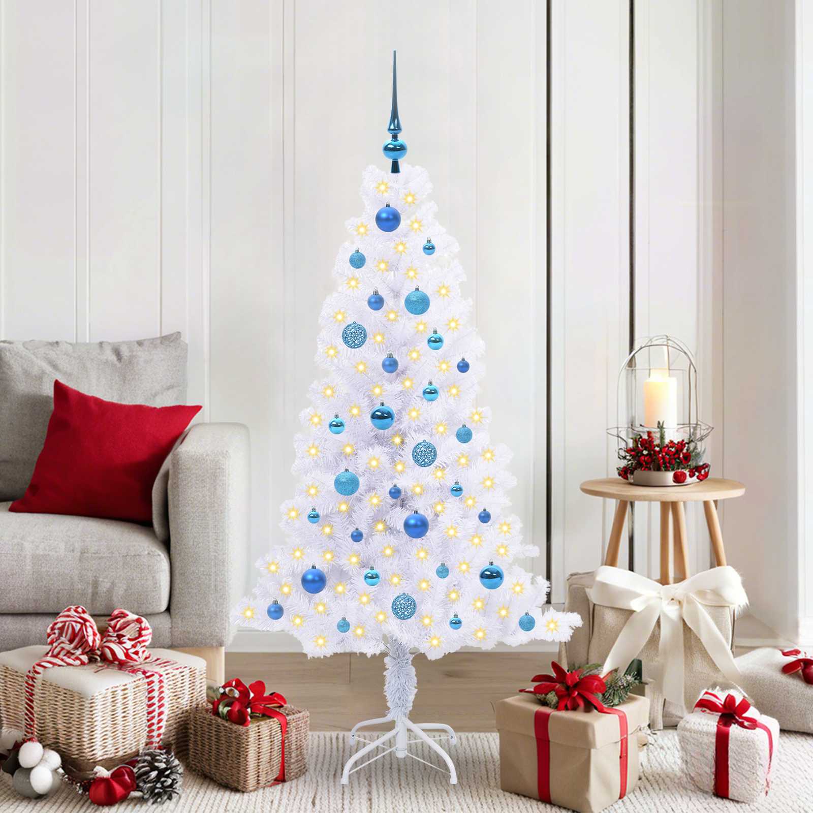Kunstkerstboom met 150 LED Wit 150 cm PVC en Staal is nu te koop bij PeponiXL, paradijselijk wonen!