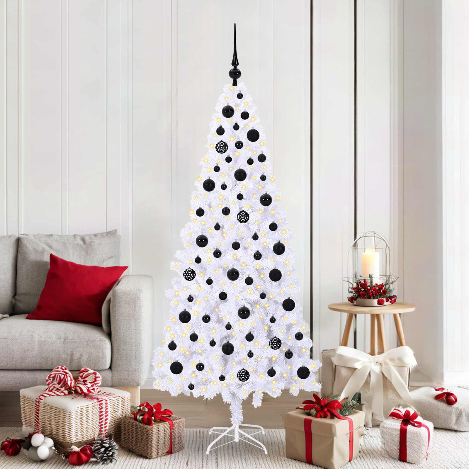 Kunstkerstboom met 300 LED Wit 180 cm PVC en staal is nu te koop bij PeponiXL, paradijselijk wonen!
