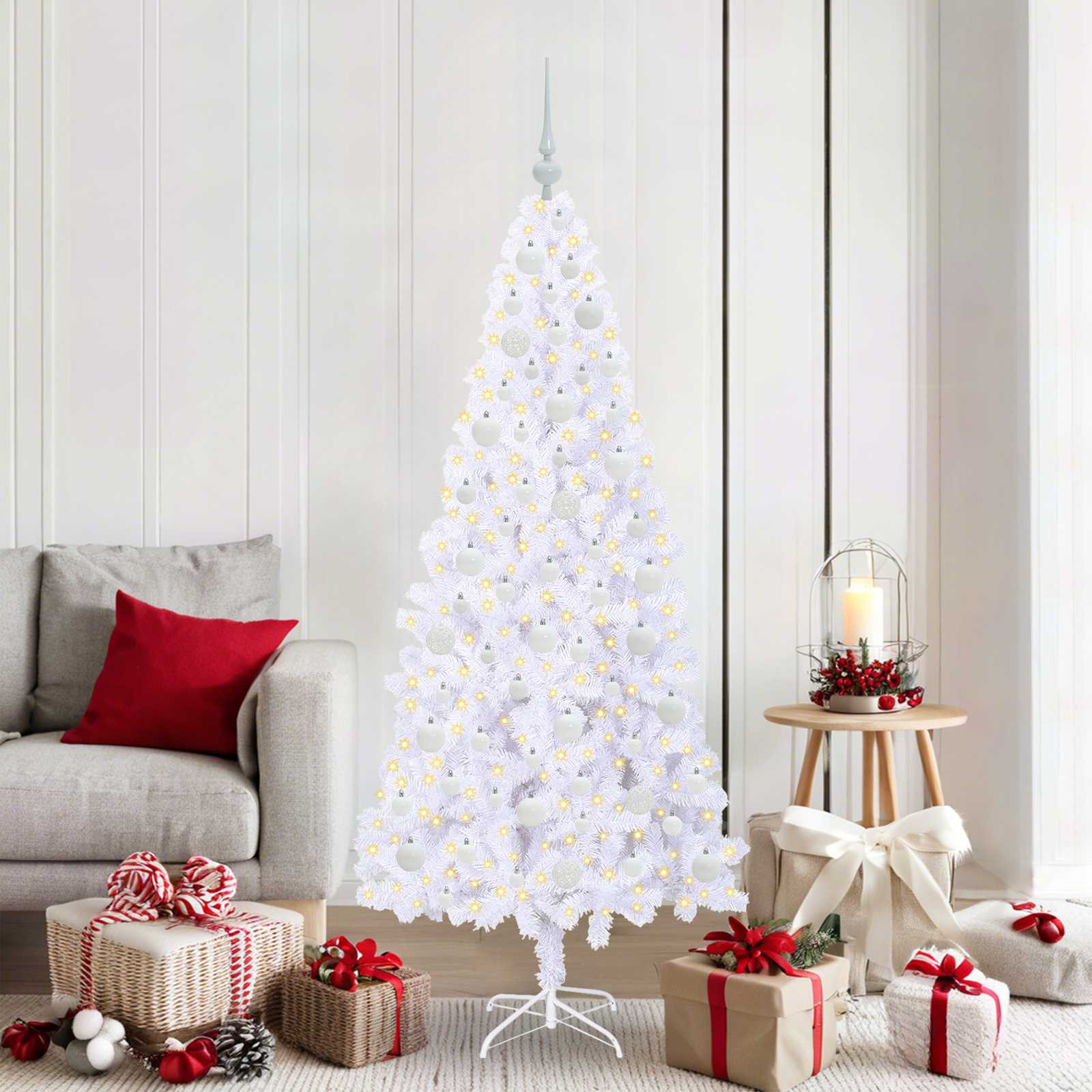 Kunstkerstboom met 300 LED Wit 180 cm PVC en staal is nu te koop bij PeponiXL, paradijselijk wonen!