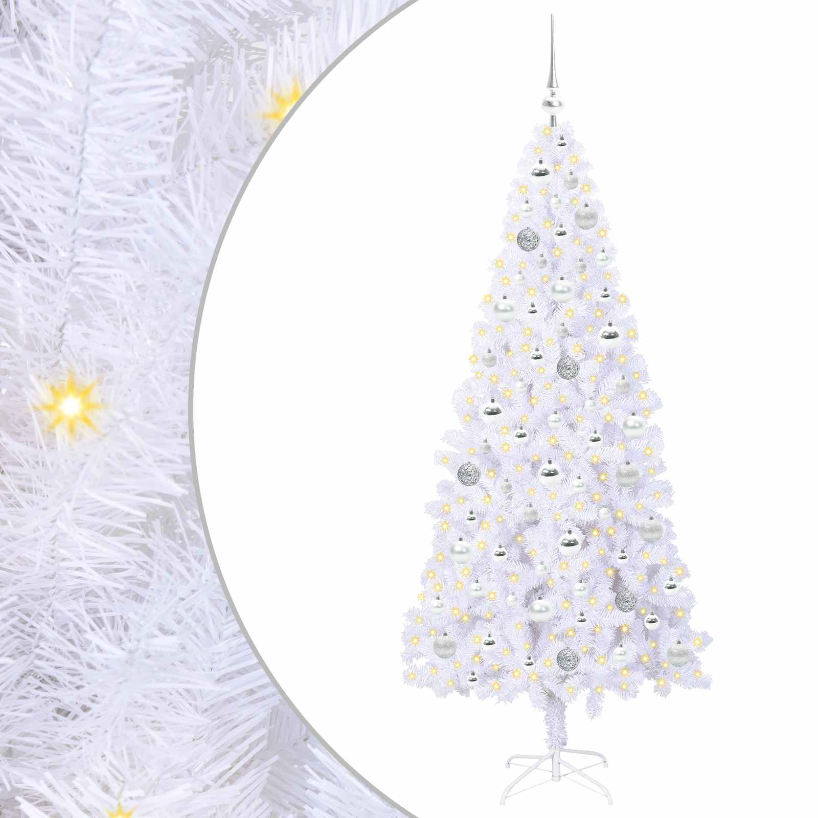 Kunstkerstboom met 300 LED Wit 180 cm PVC en staal is nu te koop bij PeponiXL, paradijselijk wonen!