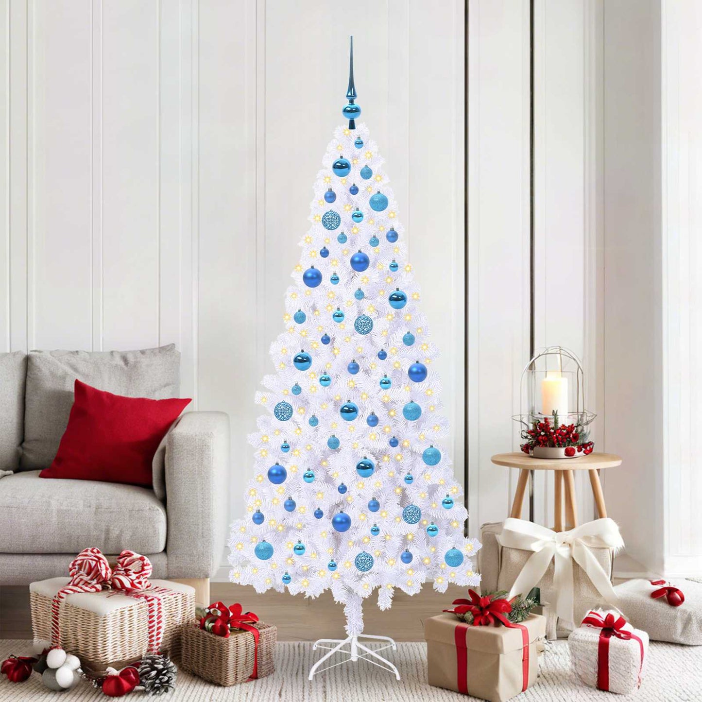 Kunstkerstboom met 300 LED Wit 180 cm PVC en staal is nu te koop bij PeponiXL, paradijselijk wonen!