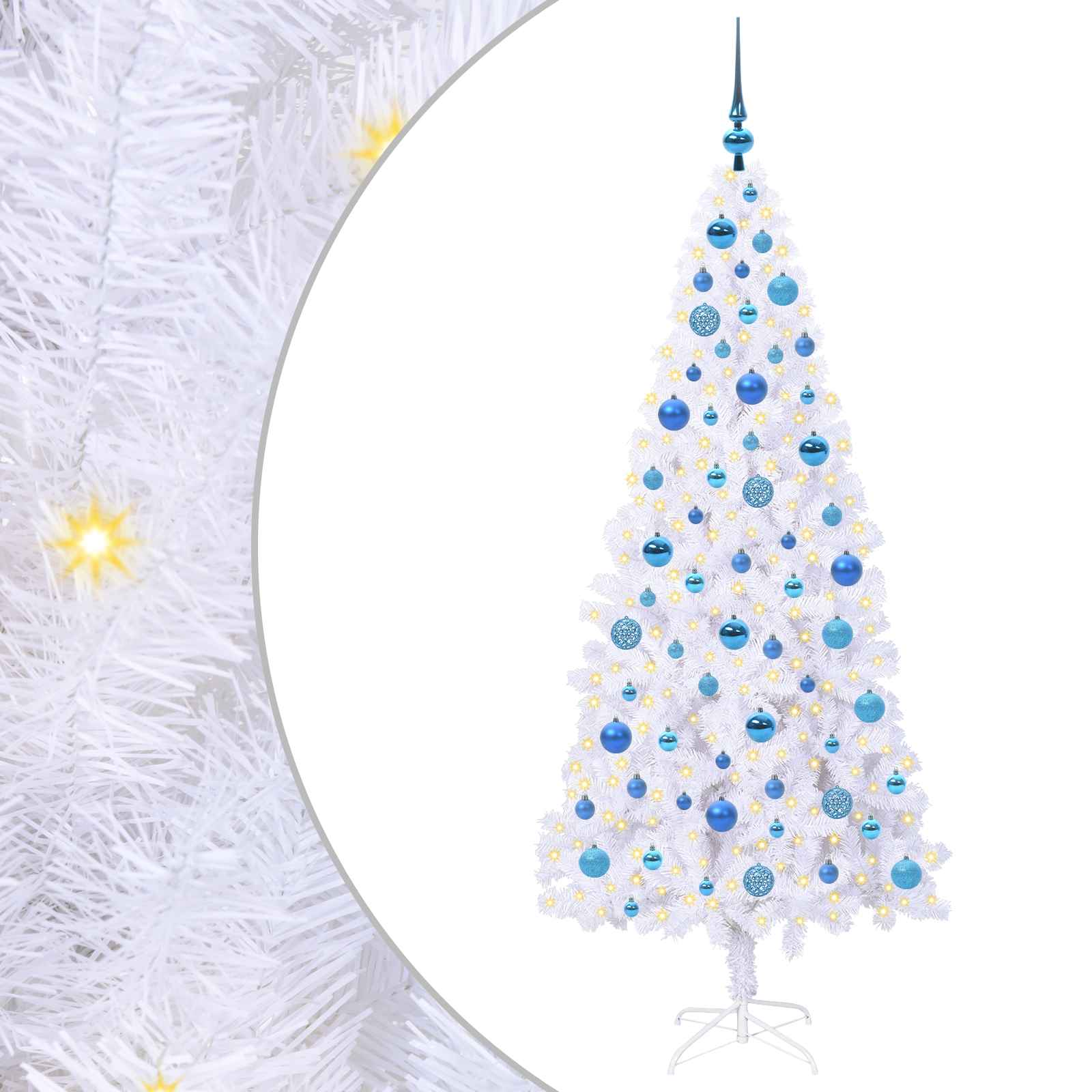 Kunstkerstboom met 300 LED Wit 180 cm PVC en staal is nu te koop bij PeponiXL, paradijselijk wonen!