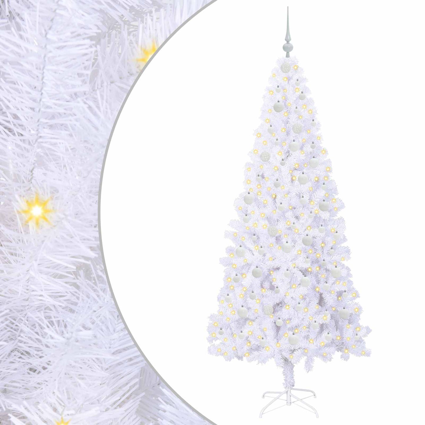 Kunstkerstboom met 300 LED Wit 210 cm PVC en staal is nu te koop bij PeponiXL, paradijselijk wonen!