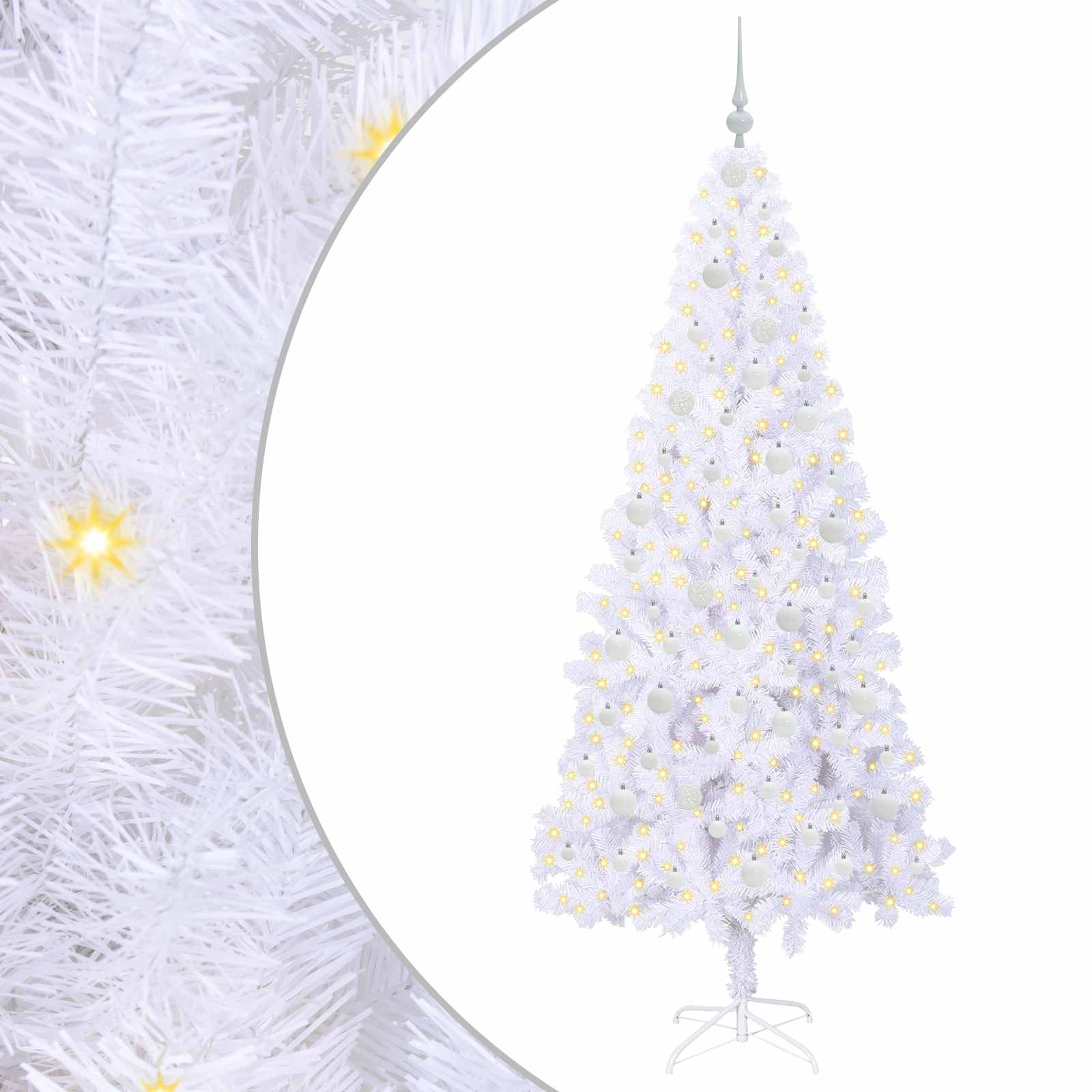 Kunstkerstboom met 300 LED Wit 210 cm PVC en staal is nu te koop bij PeponiXL, paradijselijk wonen!