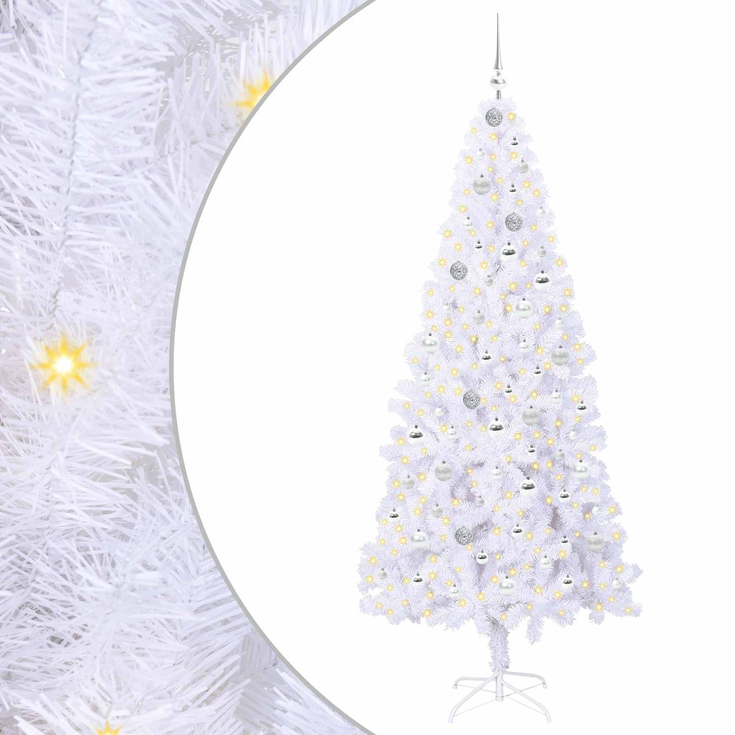 Kunstkerstboom met 300 LED Wit 210 cm PVC en staal is nu te koop bij PeponiXL, paradijselijk wonen!