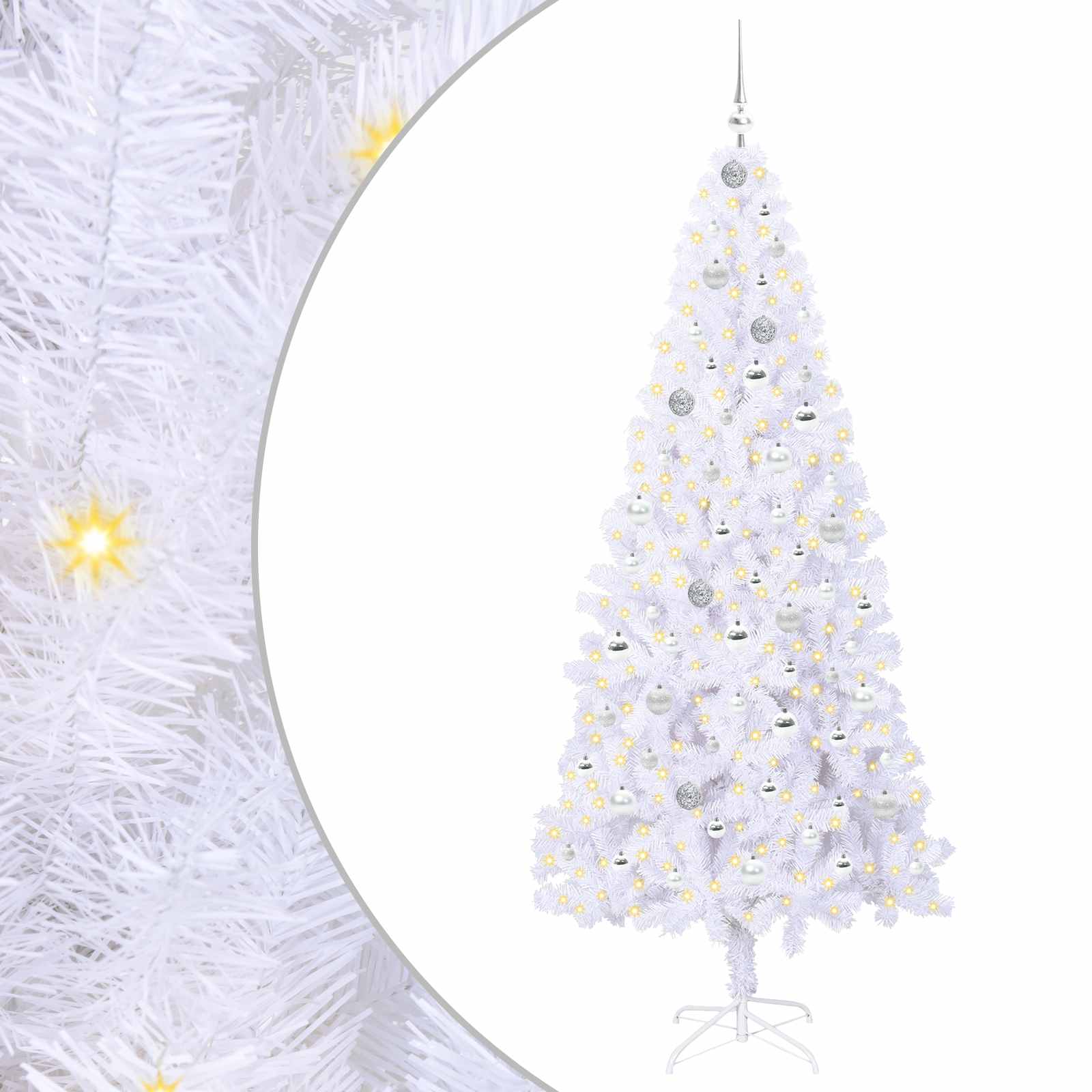 Kunstkerstboom met 300 LED Wit 210 cm PVC en staal is nu te koop bij PeponiXL, paradijselijk wonen!