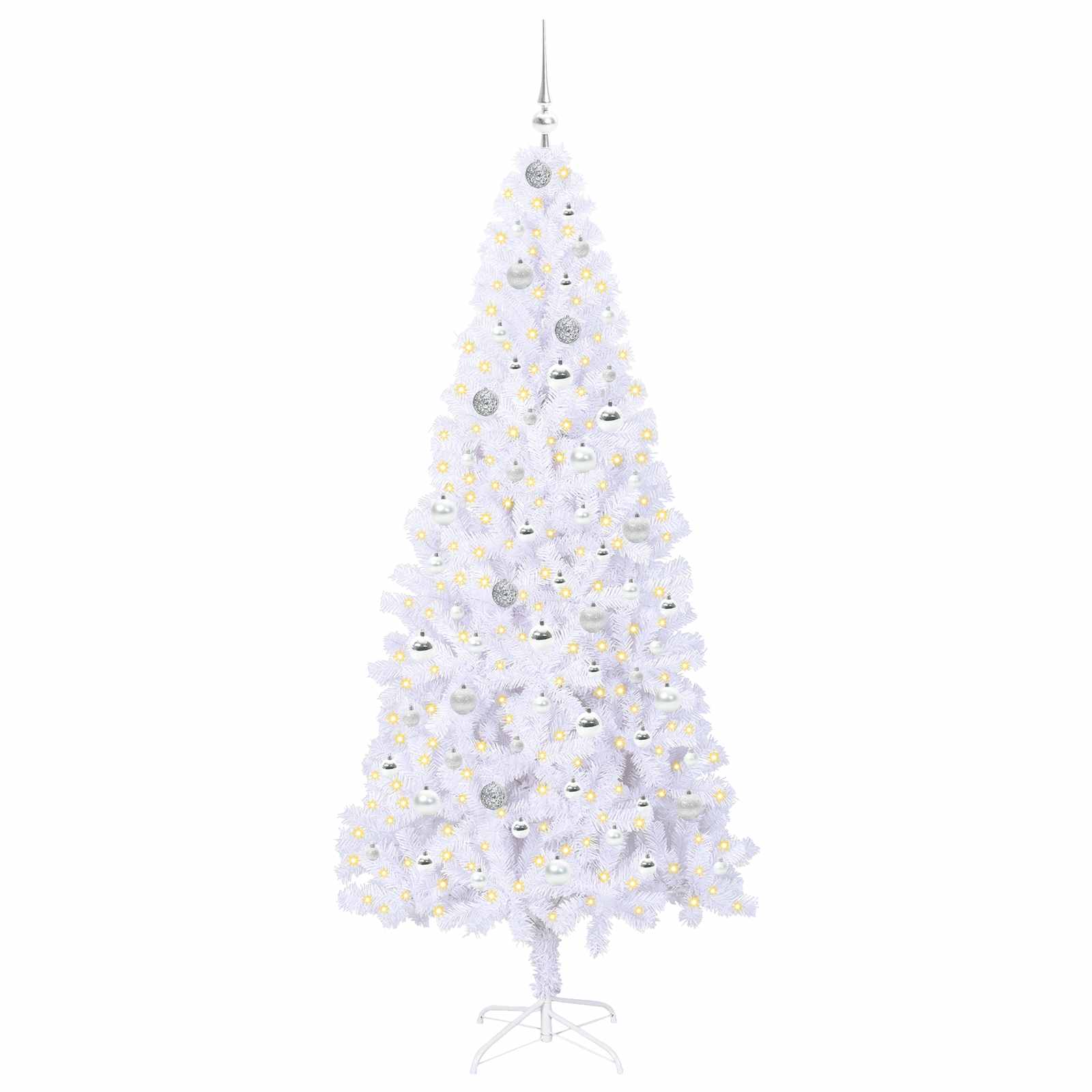 Kunstkerstboom met 300 LED Wit 210 cm PVC en staal is nu te koop bij PeponiXL, paradijselijk wonen!