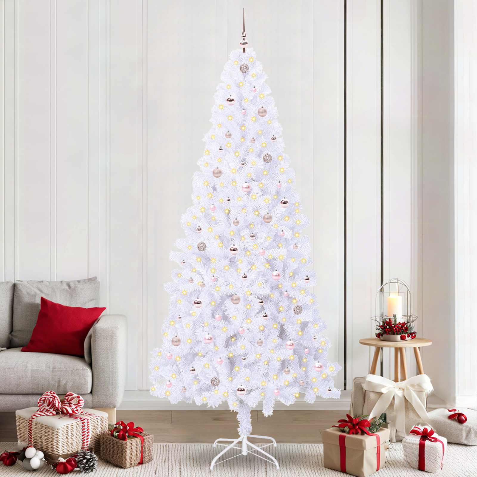 Kunstkerstboom met 300 LED Wit 240 cm PVC en staal is nu te koop bij PeponiXL, paradijselijk wonen!