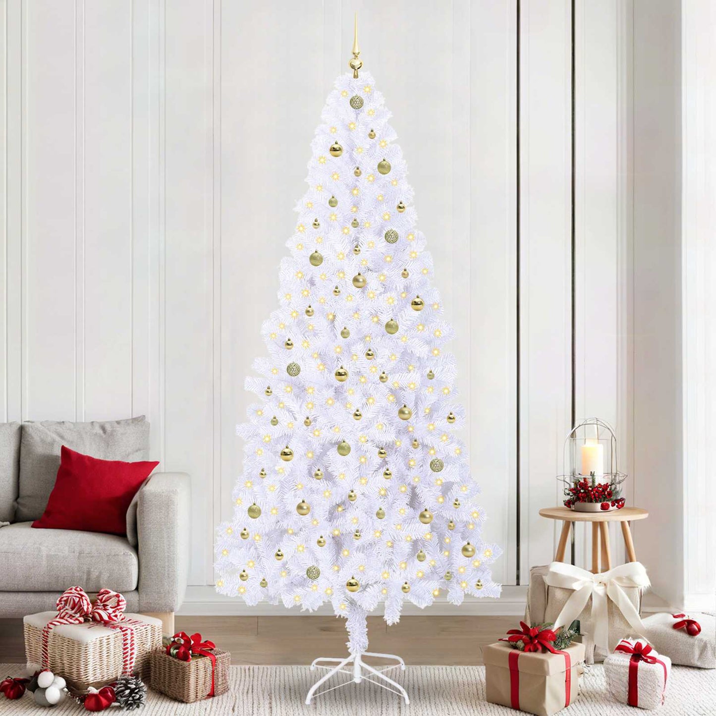 Kunstkerstboom met 300 LED Wit 240 cm PVC en staal is nu te koop bij PeponiXL, paradijselijk wonen!