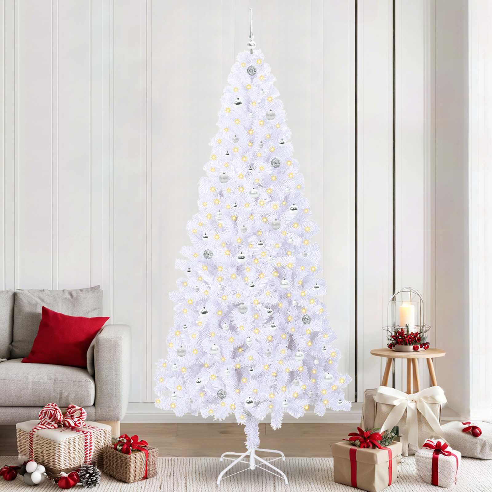 Kunstkerstboom met 300 LED Wit 240 cm PVC en staal is nu te koop bij PeponiXL, paradijselijk wonen!