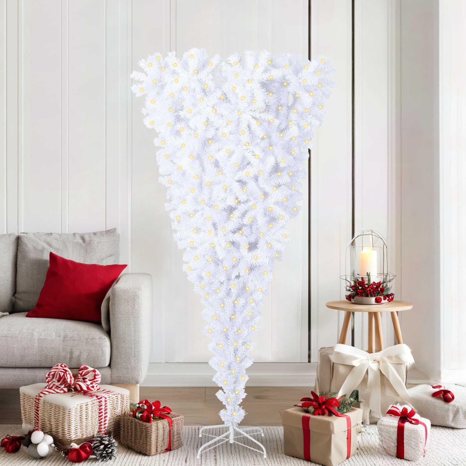 Kunstkerstboom met 300 LED Wit 180 cm PVC en staal is nu te koop bij PeponiXL, paradijselijk wonen!