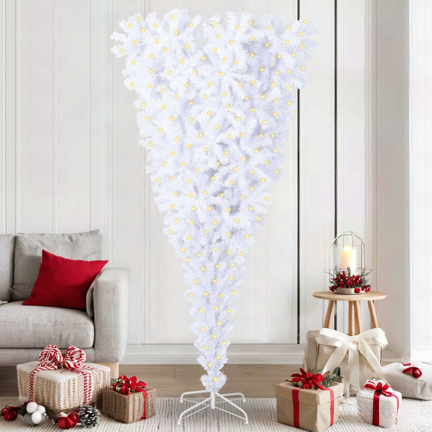Kunstkerstboom met 300 LED Wit 210 cm PVC en staal is nu te koop bij PeponiXL, paradijselijk wonen!