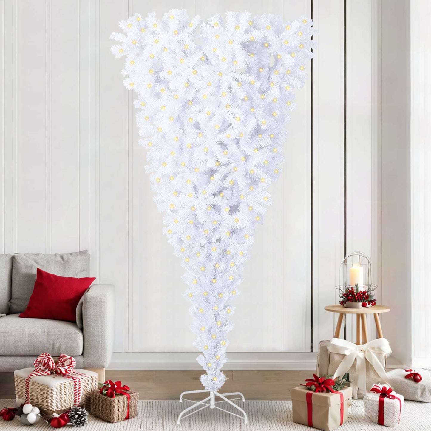 Kunstkerstboom met 300 LED Wit 240 cm PVC en staal is nu te koop bij PeponiXL, paradijselijk wonen!