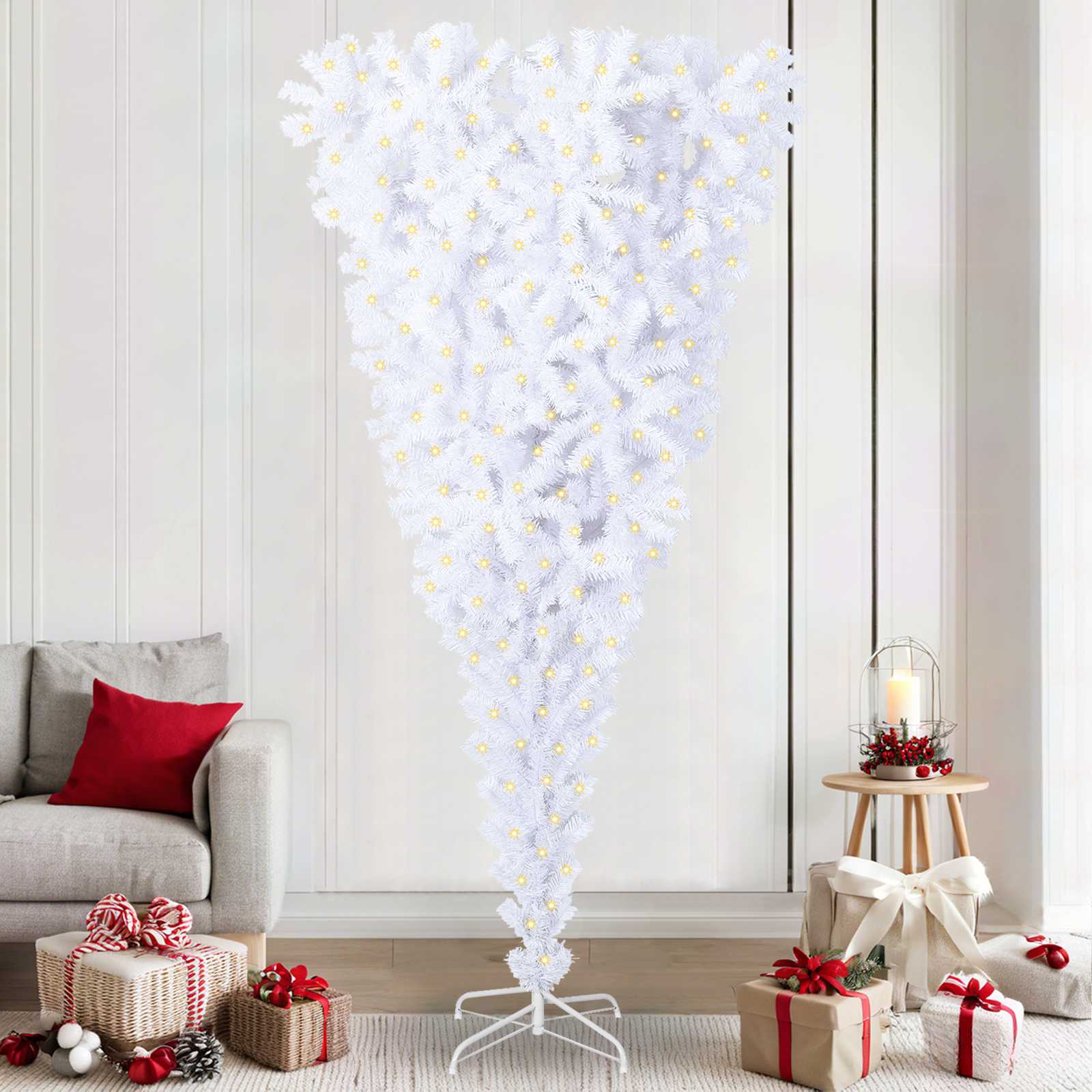 Kunstkerstboom met 300 LED Wit 240 cm PVC en staal is nu te koop bij PeponiXL, paradijselijk wonen!