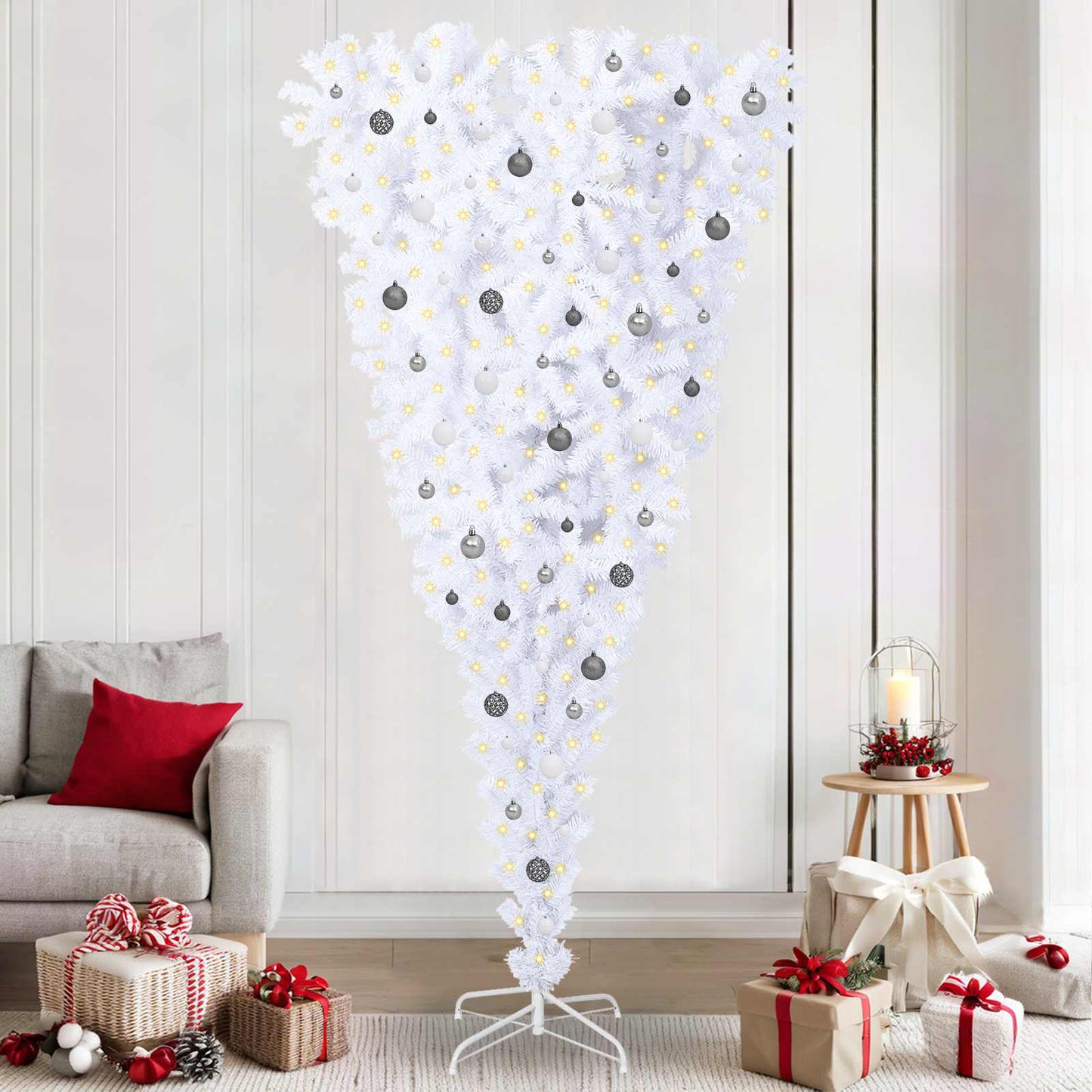 Kunstkerstboom met 300 LED Wit 240 cm PVC en Staal is nu te koop bij PeponiXL, paradijselijk wonen!