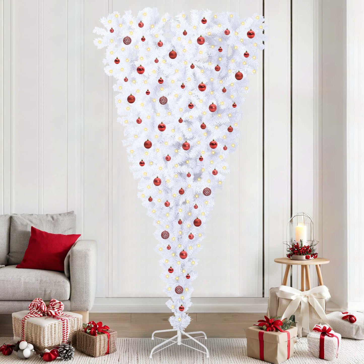 Kunstkerstboom met 300 LED Wit 240 cm PVC en Staal is nu te koop bij PeponiXL, paradijselijk wonen!