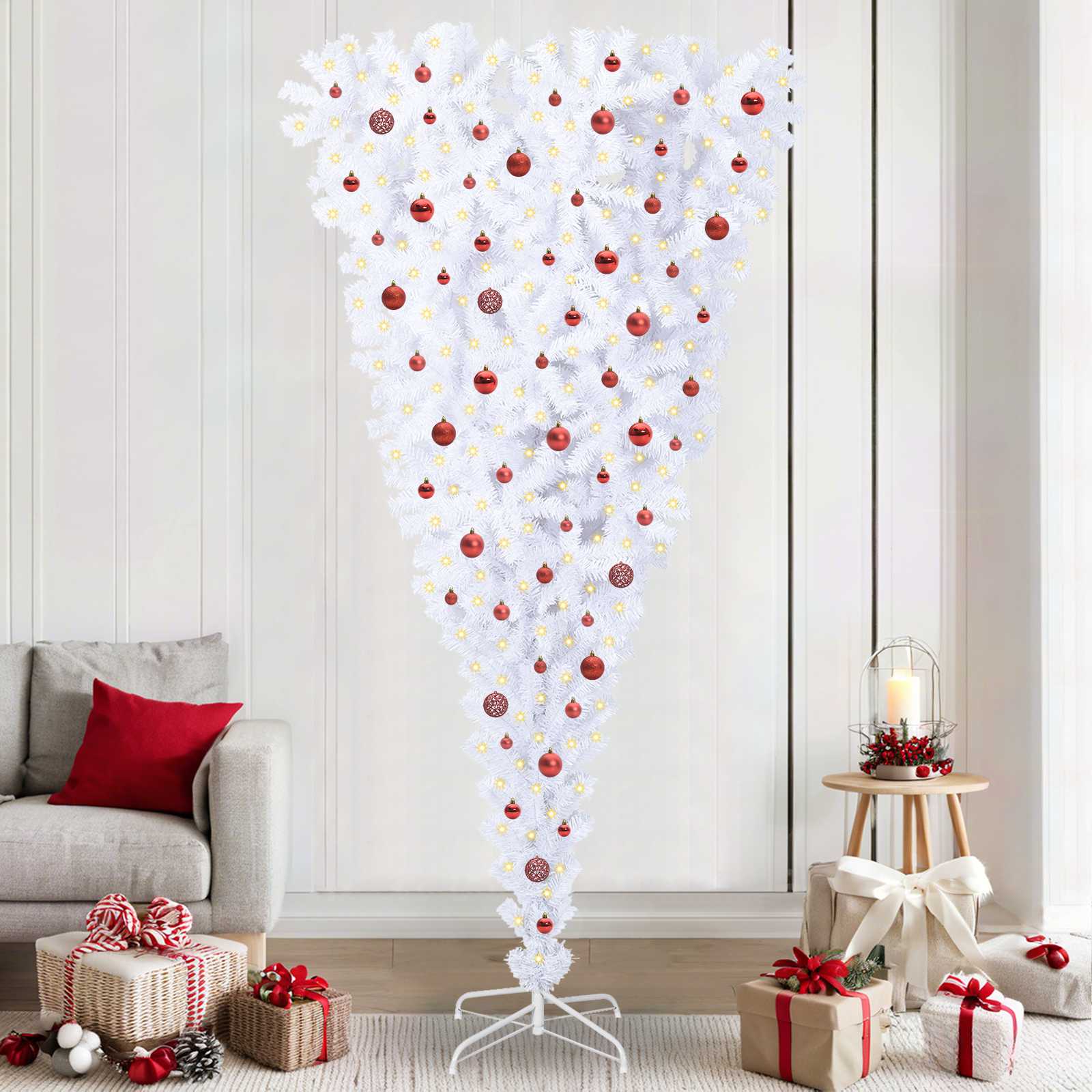 Kunstkerstboom met 300 LED Wit 240 cm PVC en Staal is nu te koop bij PeponiXL, paradijselijk wonen!