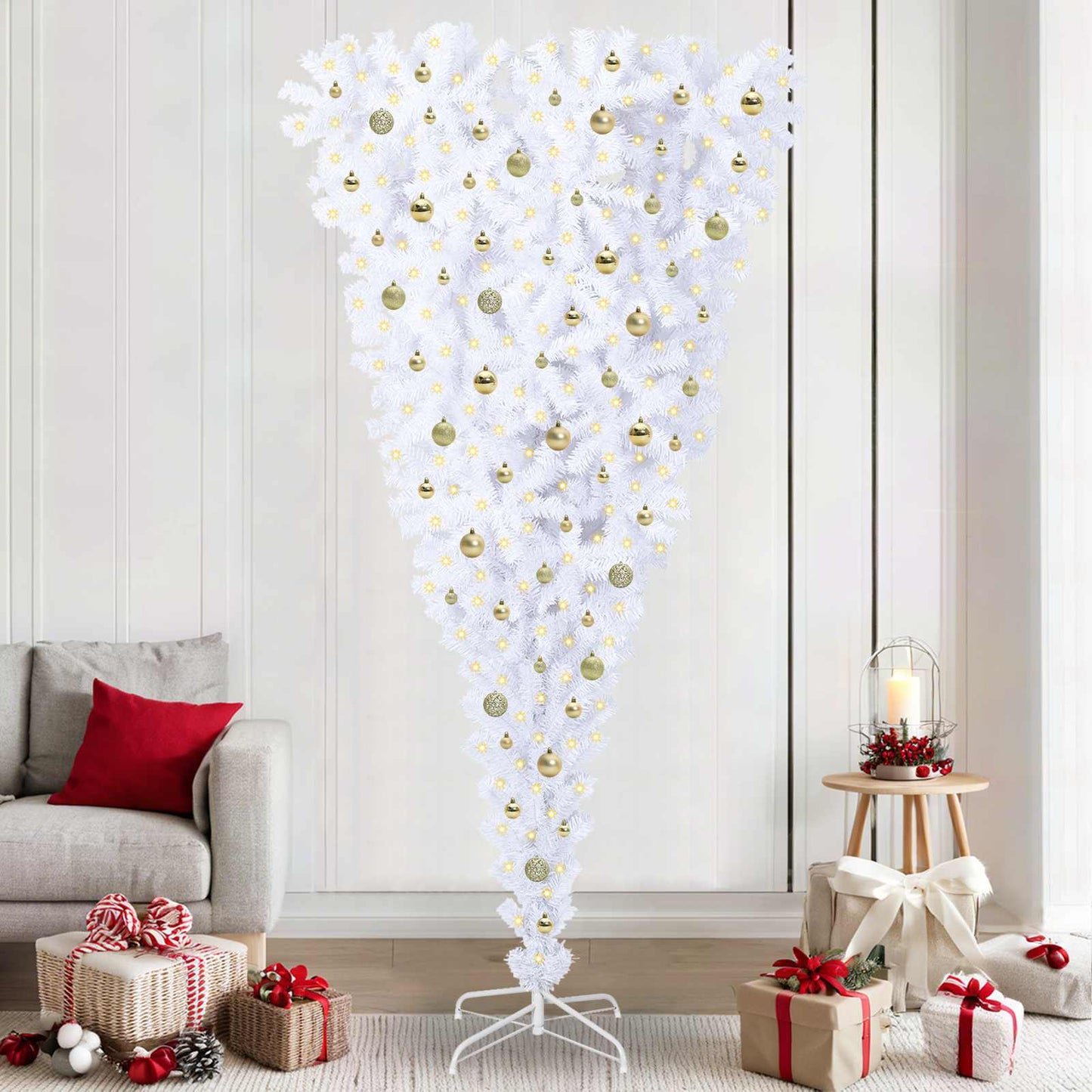 Kunstkerstboom met 300 LED Wit 240 cm PVC en Staal is nu te koop bij PeponiXL, paradijselijk wonen!