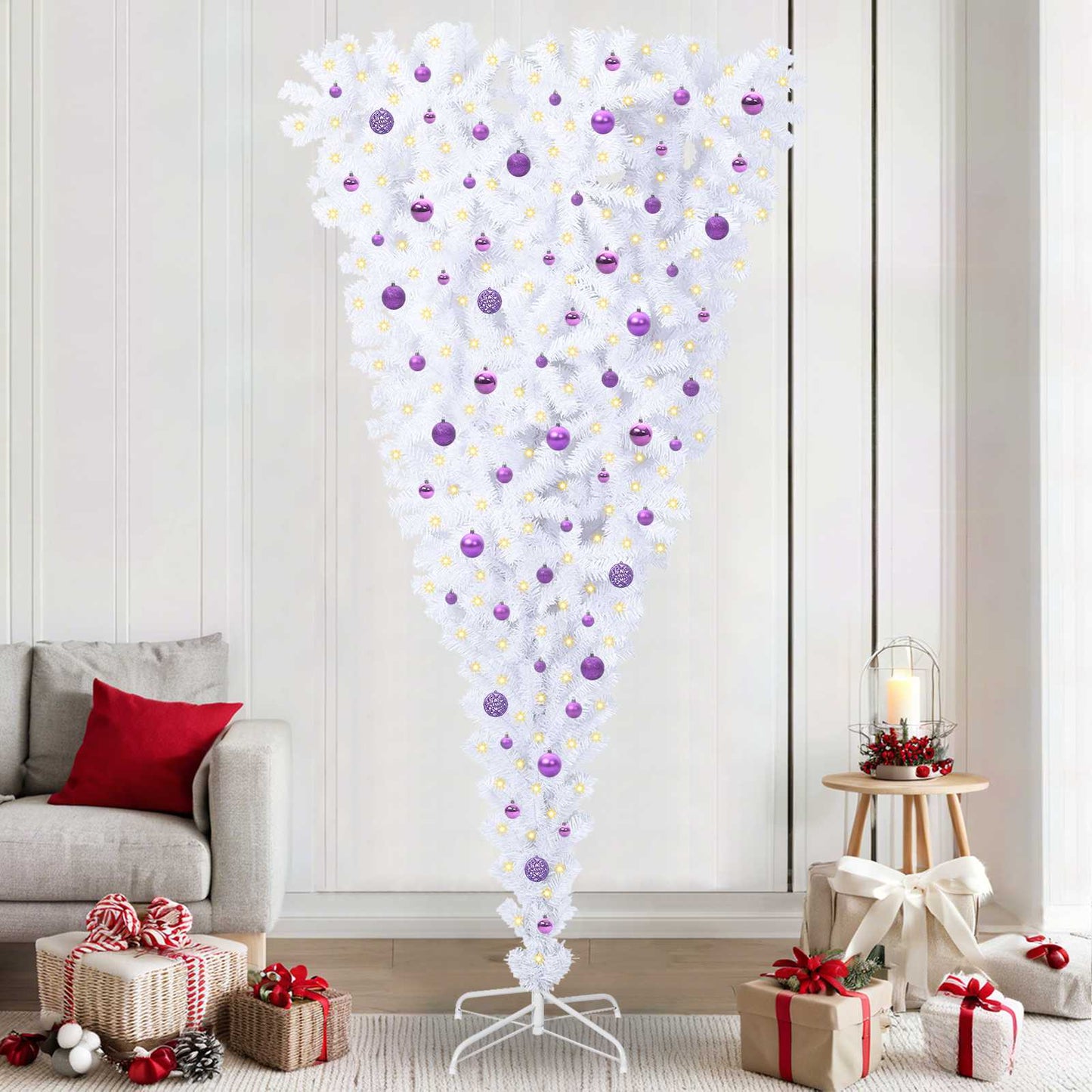 Kunstkerstboom met 300 LED Wit 240 cm PVC en Staal is nu te koop bij PeponiXL, paradijselijk wonen!