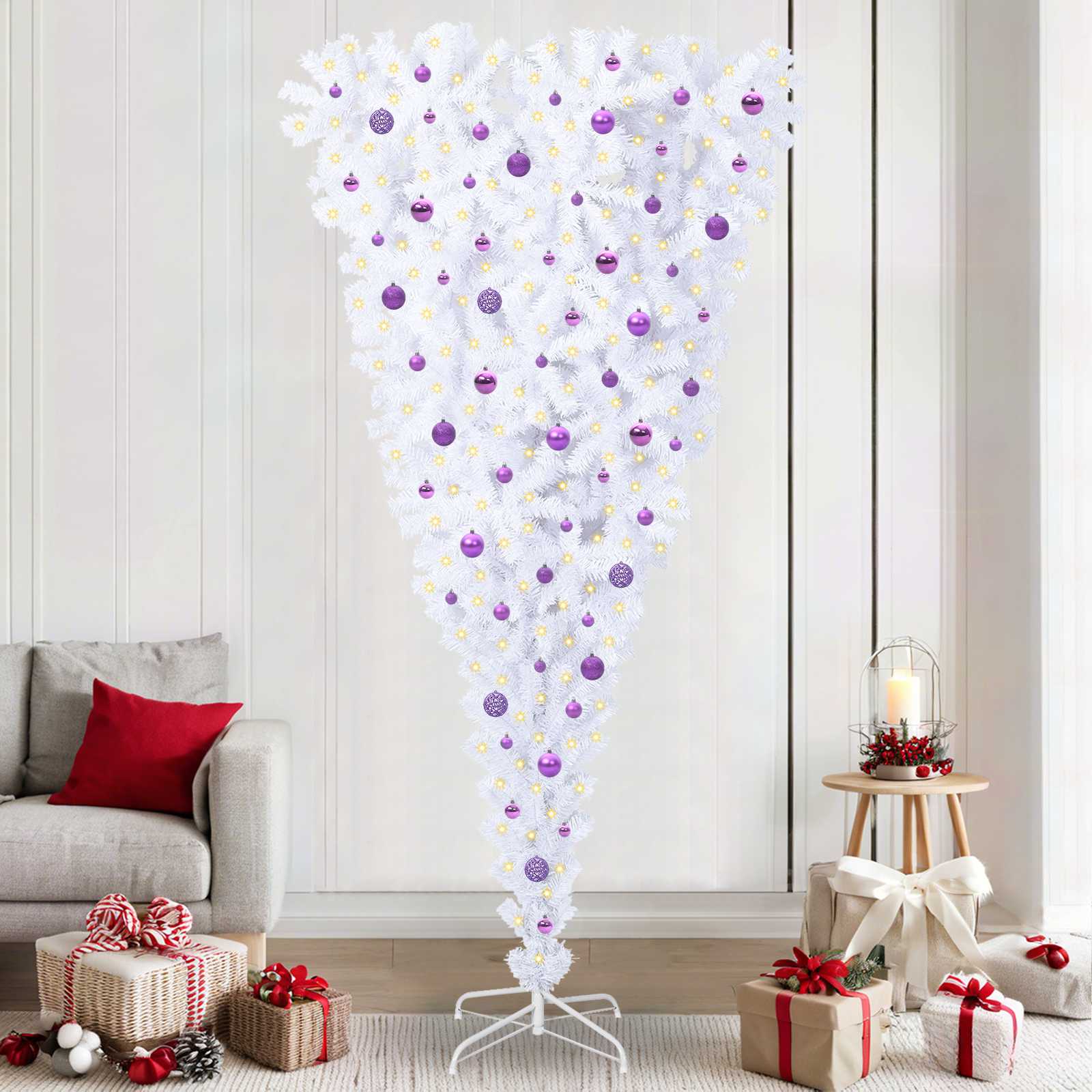 Kunstkerstboom met 300 LED Wit 240 cm PVC en Staal is nu te koop bij PeponiXL, paradijselijk wonen!